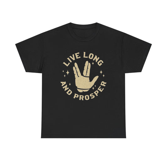 Live Long And Prosper Graphic T Shirt NEW ADULT Unisex Heavy Cotton Tee