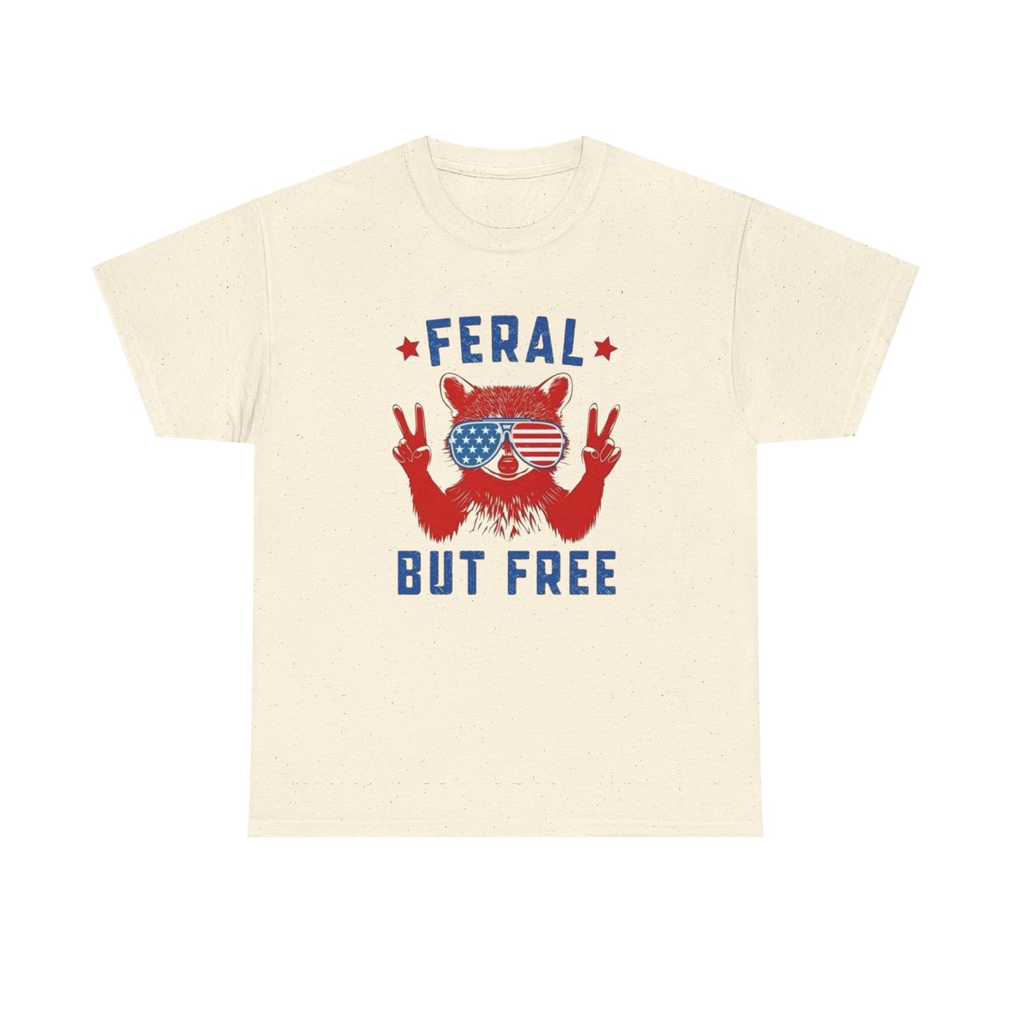Feral But Free American Flag Graphic T-Shirt Unisex Heavy Cotton Tee NEW