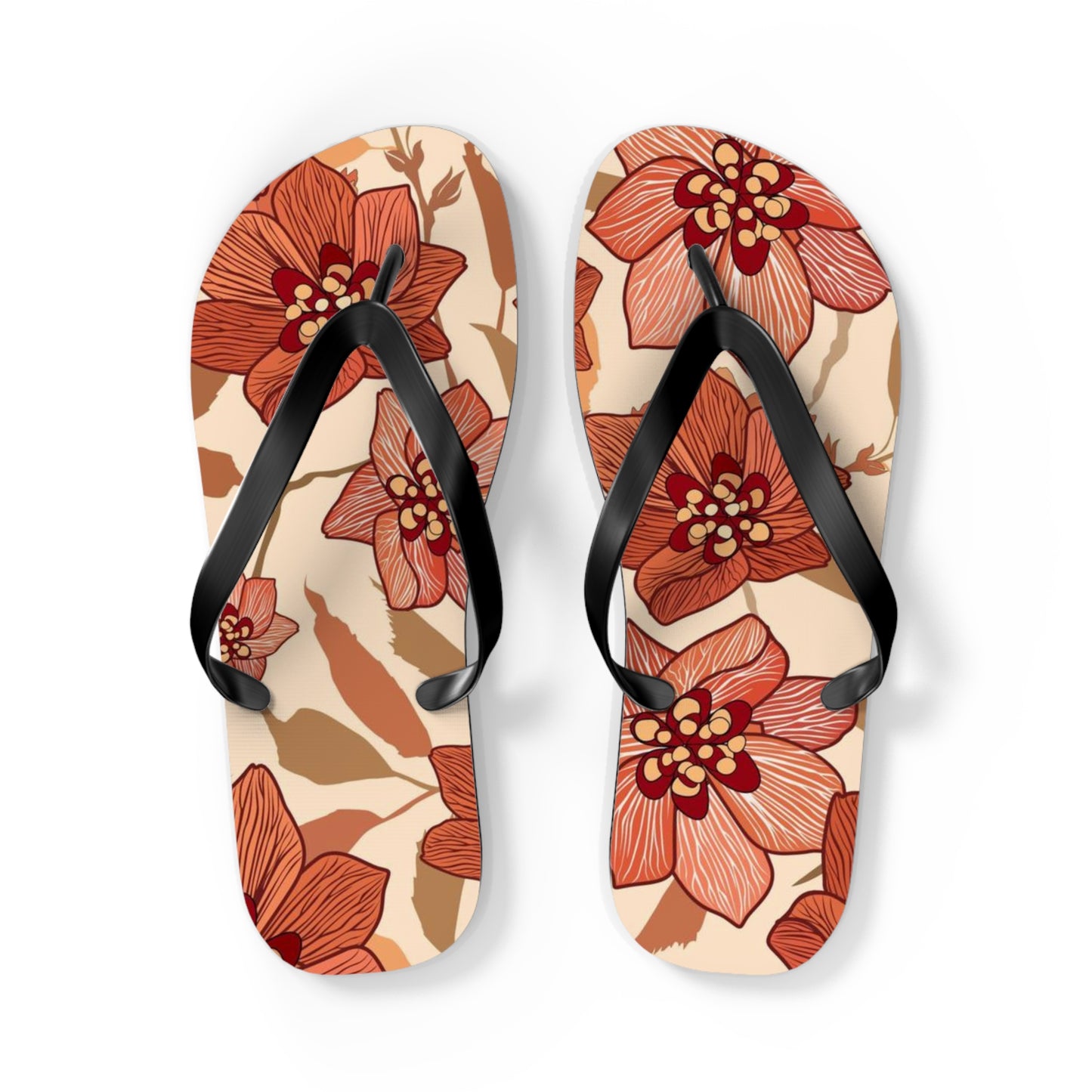 Tropical Flowers Beach Vibes Sandals Summer Flip Flops Slides BRAND NEW