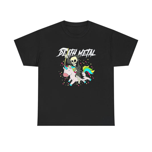 Death Metal Funny Unicorn Graphic T Shirt NEW Unisex Heavy Cotton Tee