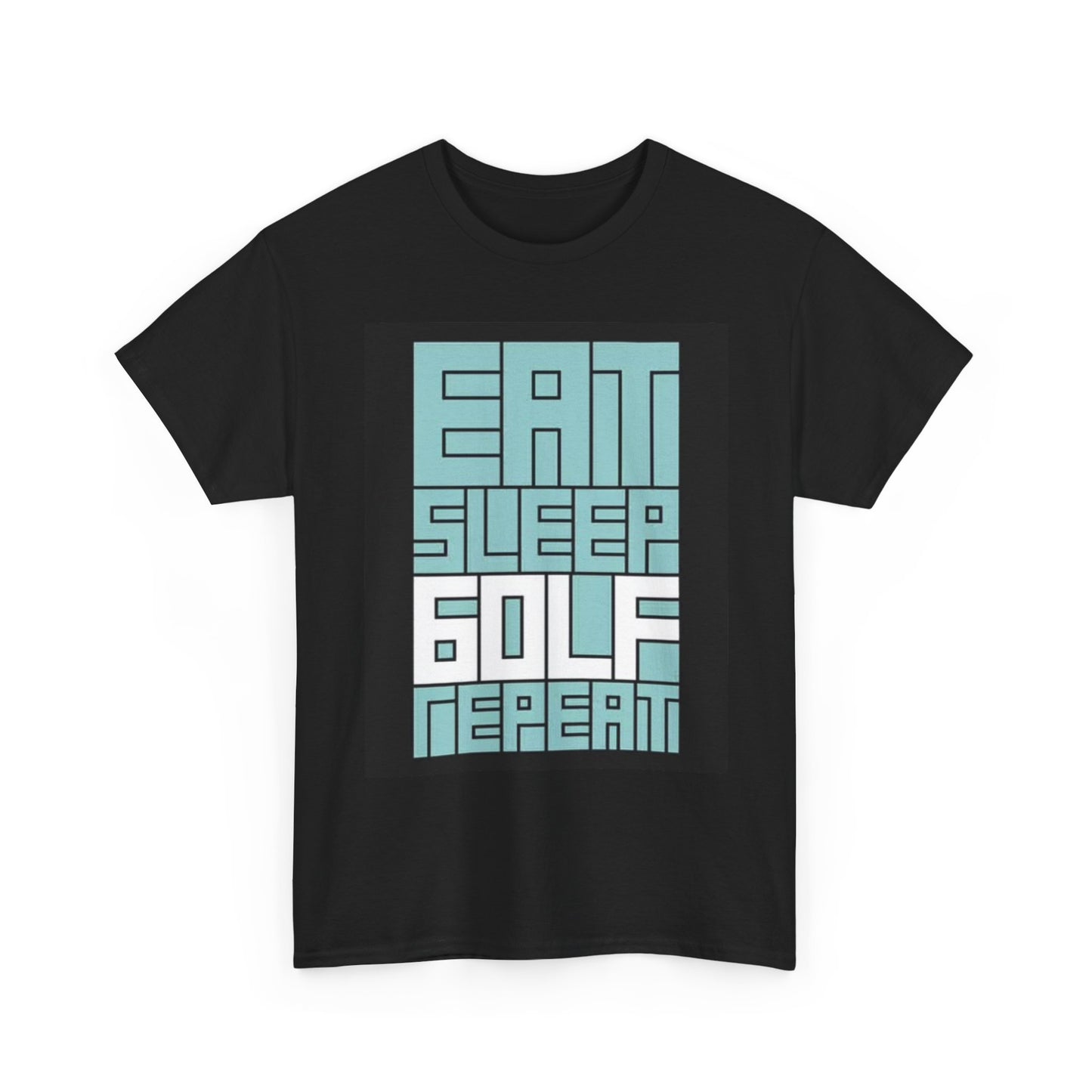 Eat Sleep Golf Repeat Graphic T Shirt Funny Golfing Unisex Heavy Cotton Tee
