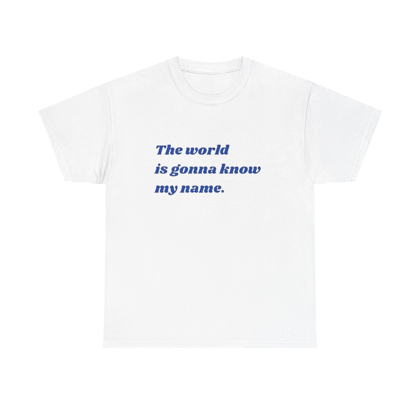 The World Is Gonna Know My Name Graphic T Shirt NEW ADULT Heavy Cotton Tee