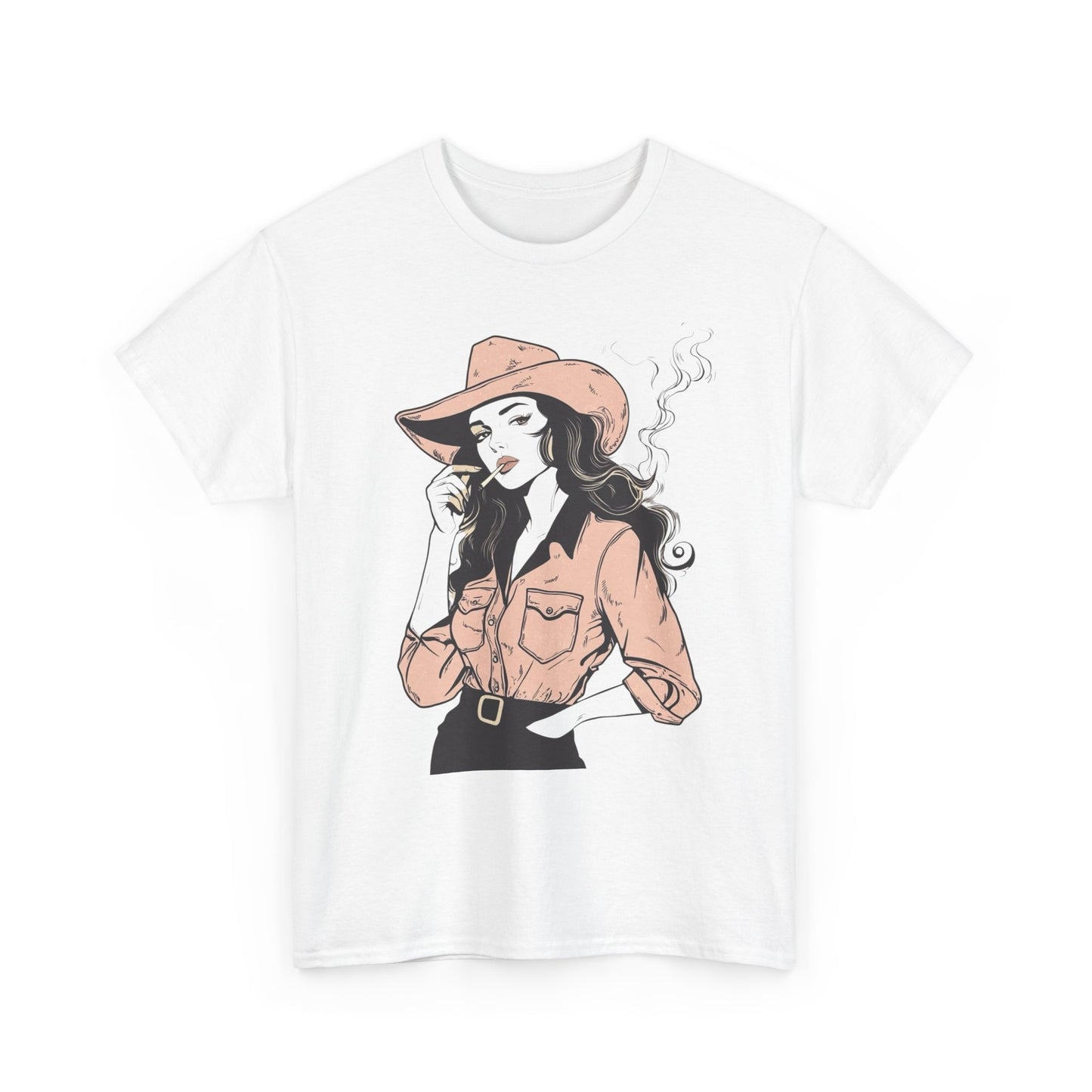 Cowgirl Smoking Vintage Graphic T-Shirt, Unisex Cotton Shirt