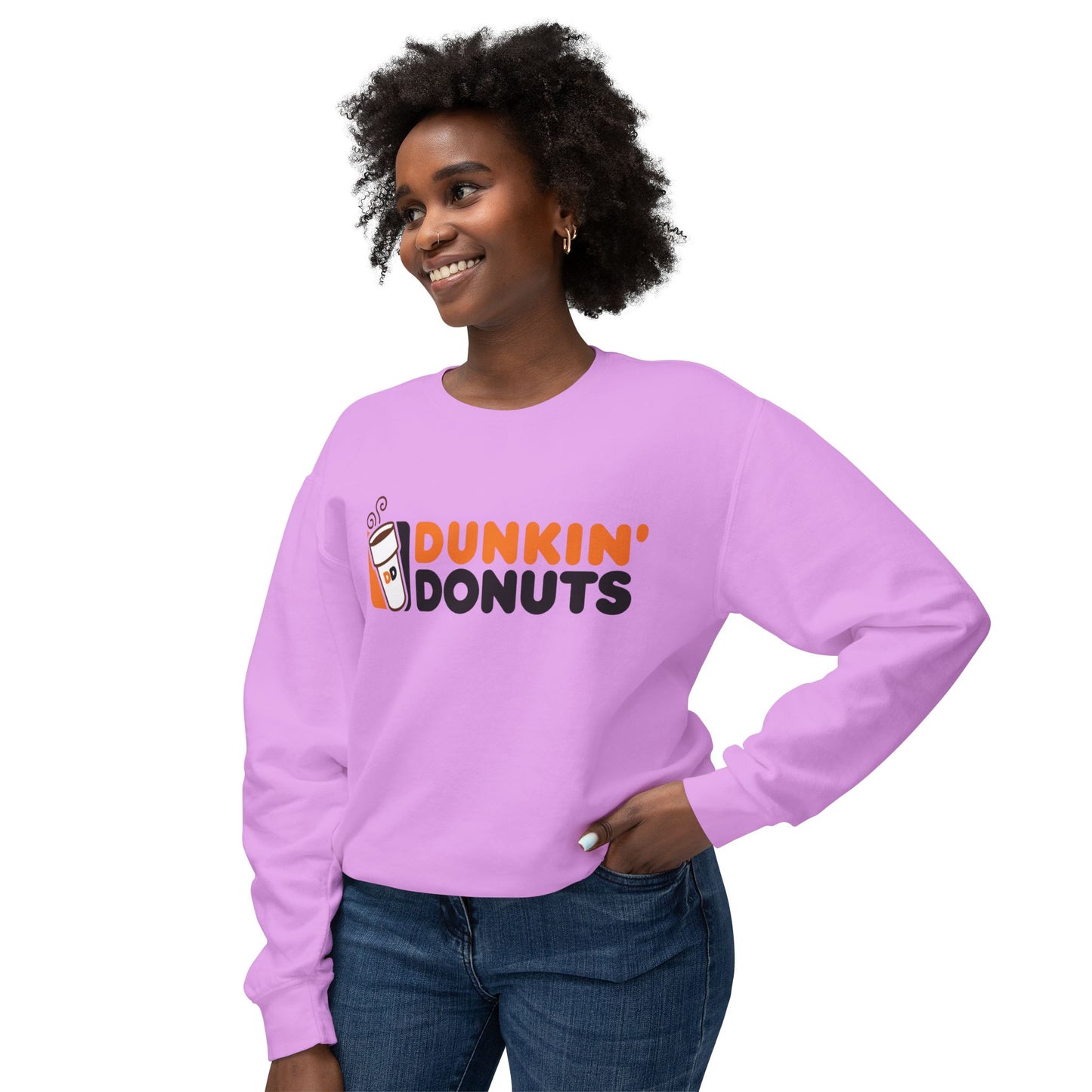Dunkin Donuts Graphic Retro Logo Coffee Lover Lightweight Crewneck Sweatshirt