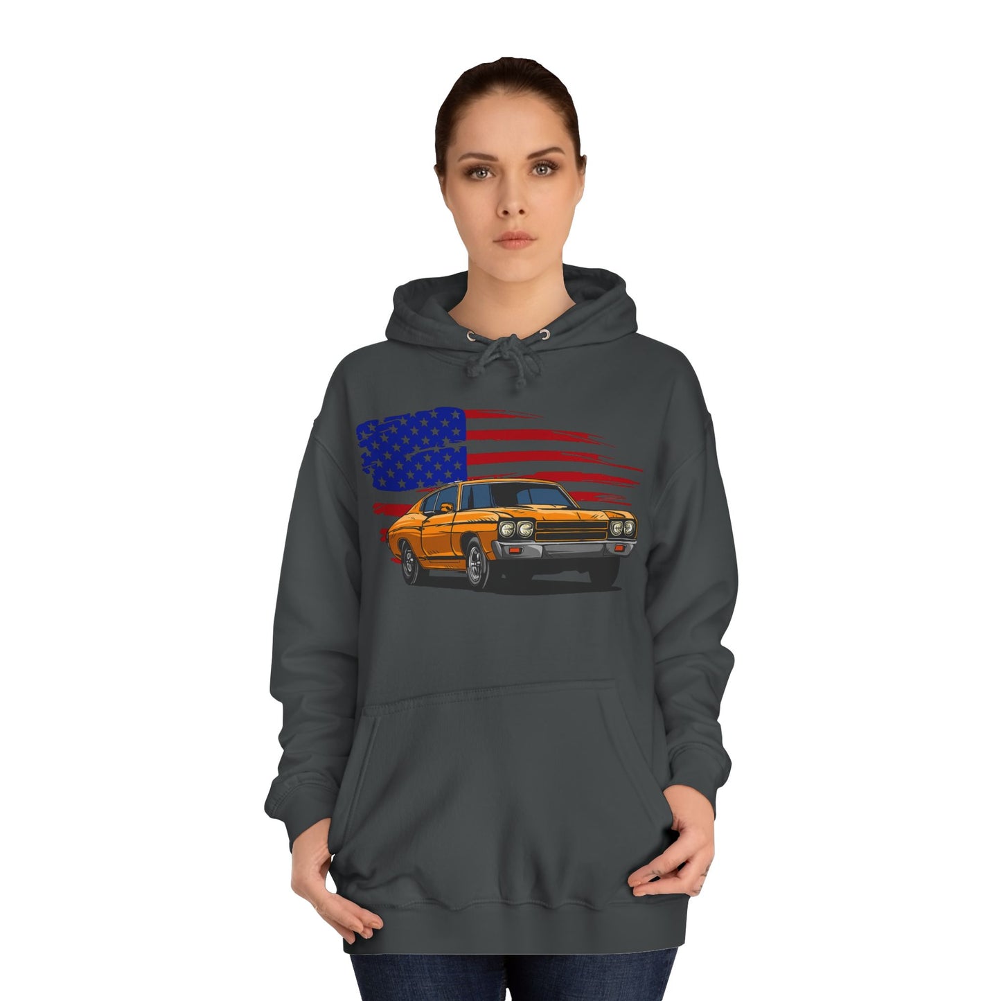 Chevelle Hoodie Retro Chevrolet Vintage Muscle Car American Flag Unisex Hoodie