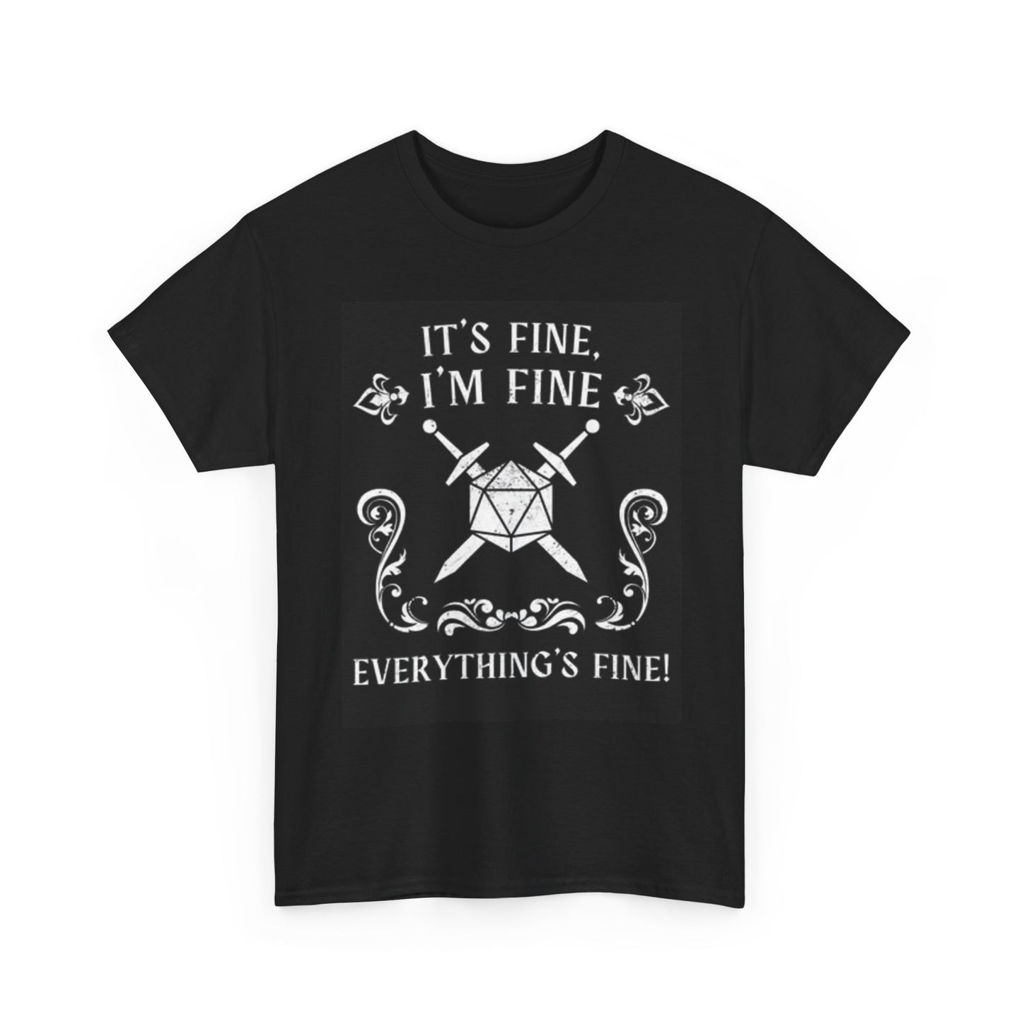 Everything's Fine Graphic T Shirt Swords Unisex Heavy Cotton Tee