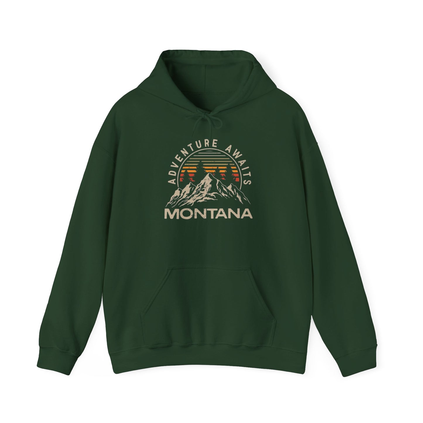 Adventure Awaits In Montana Graphic Hoodie Unisex Heavy Blend™ Hooded Sweatshirt