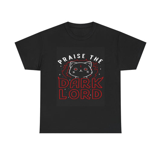 Praise The Dark Lord Kitten Funny Graphic Shirt Vintage Unisex Heavy Cotton Tee