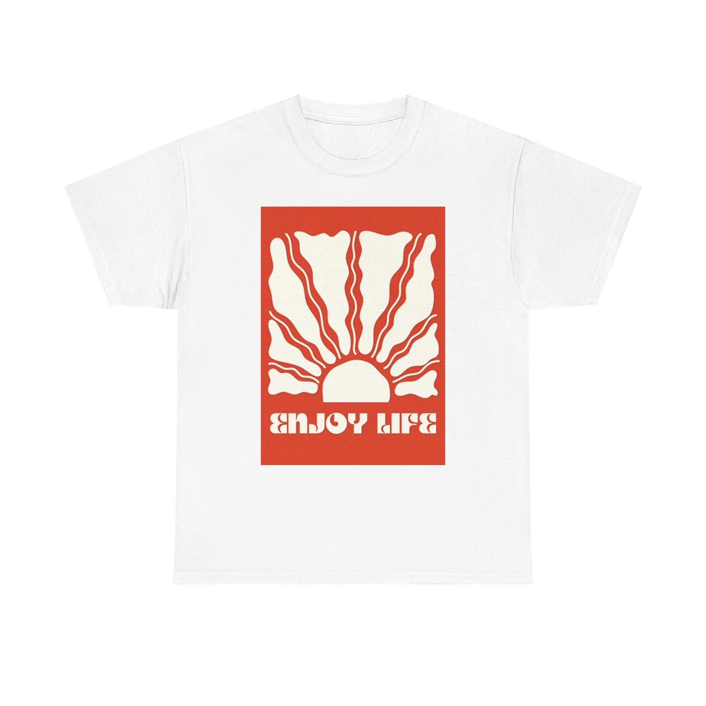 Enjoy Life Graphic T Shirt Retro Happy Unisex Heavy Cotton Tee