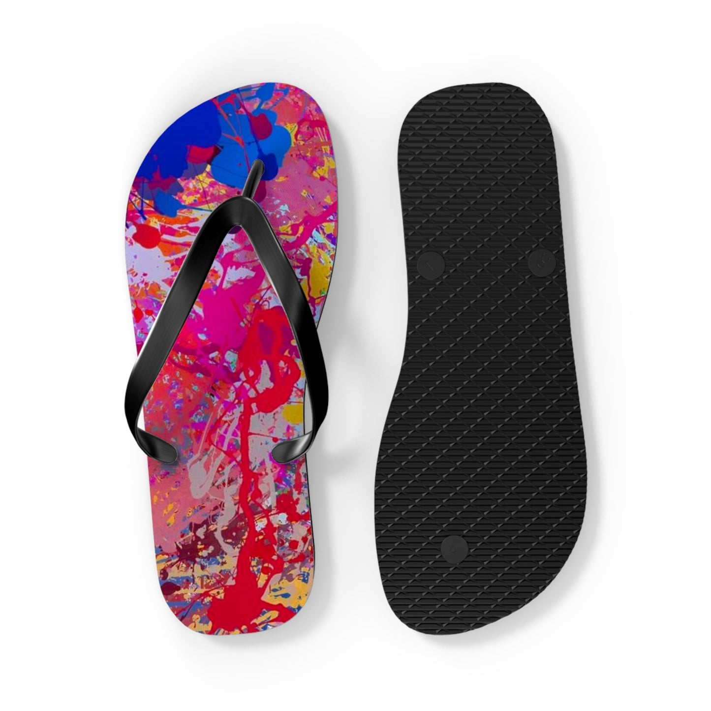 Paint Splatter Beach Sandals, Slides for Summer, Flip Flops, Water Resistant