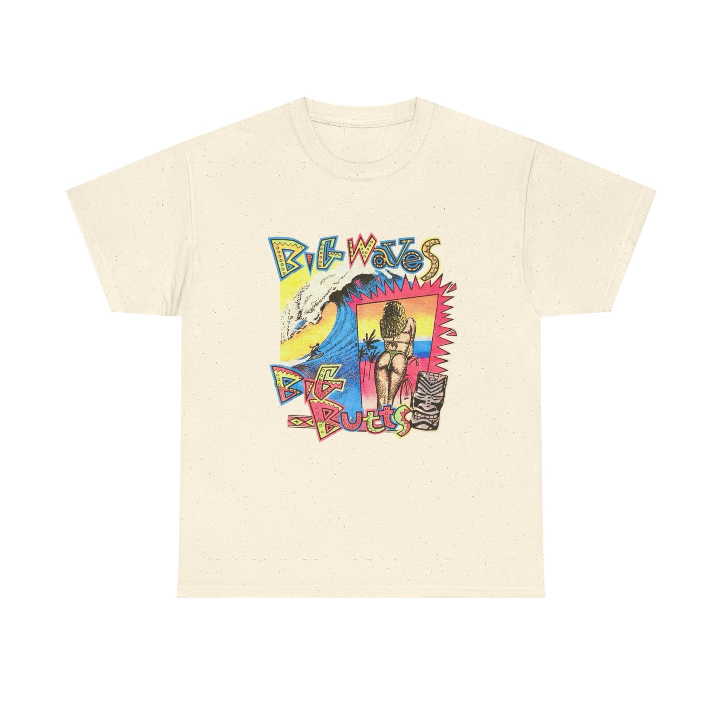 Big Waves Big Asses Vintage Surfing Graphic T Shirt NEW Unisex Heavy Cotton Tee