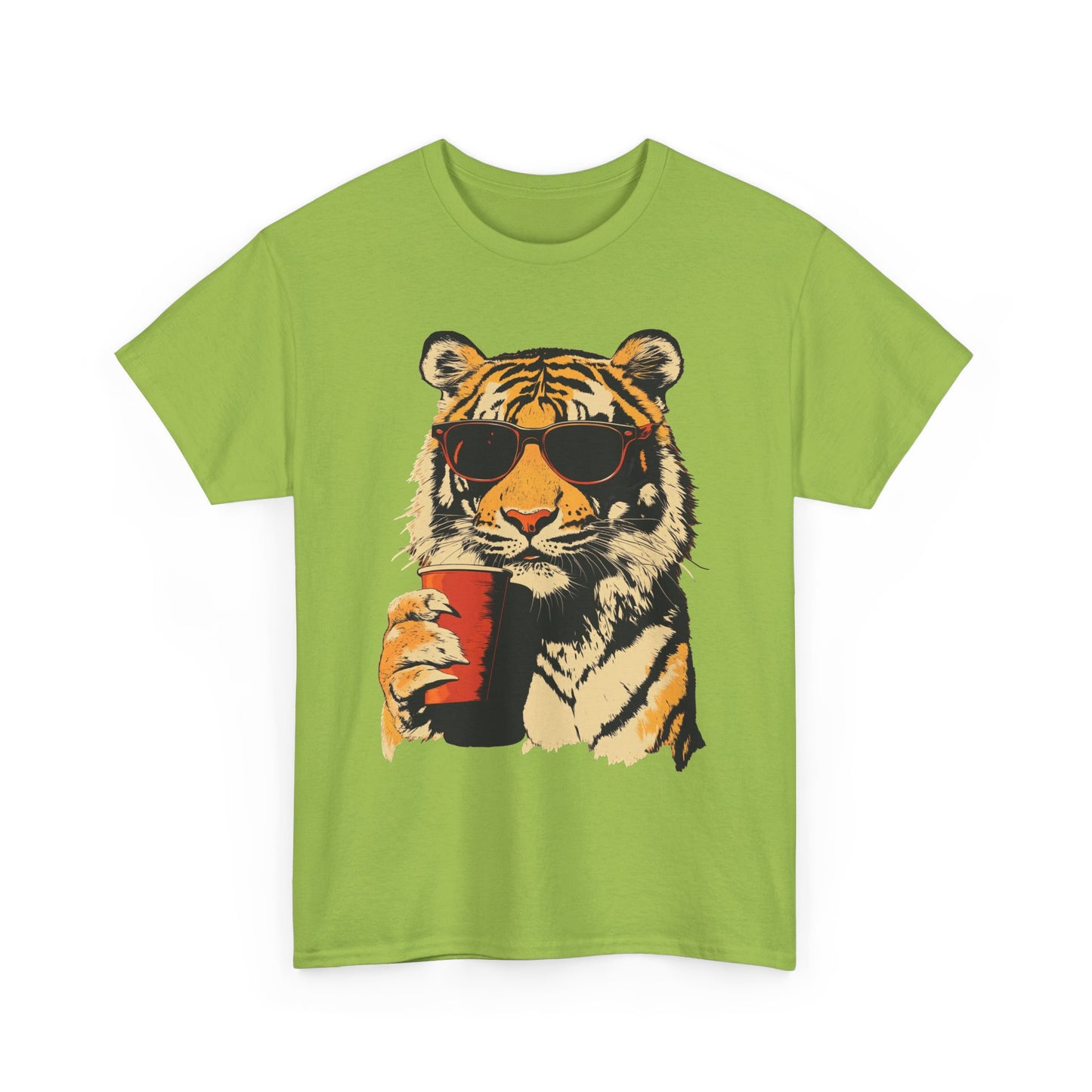 Chill Out Party Tiger Retro Graphic T Shirt Regular Men's Heavy Cotton Tee