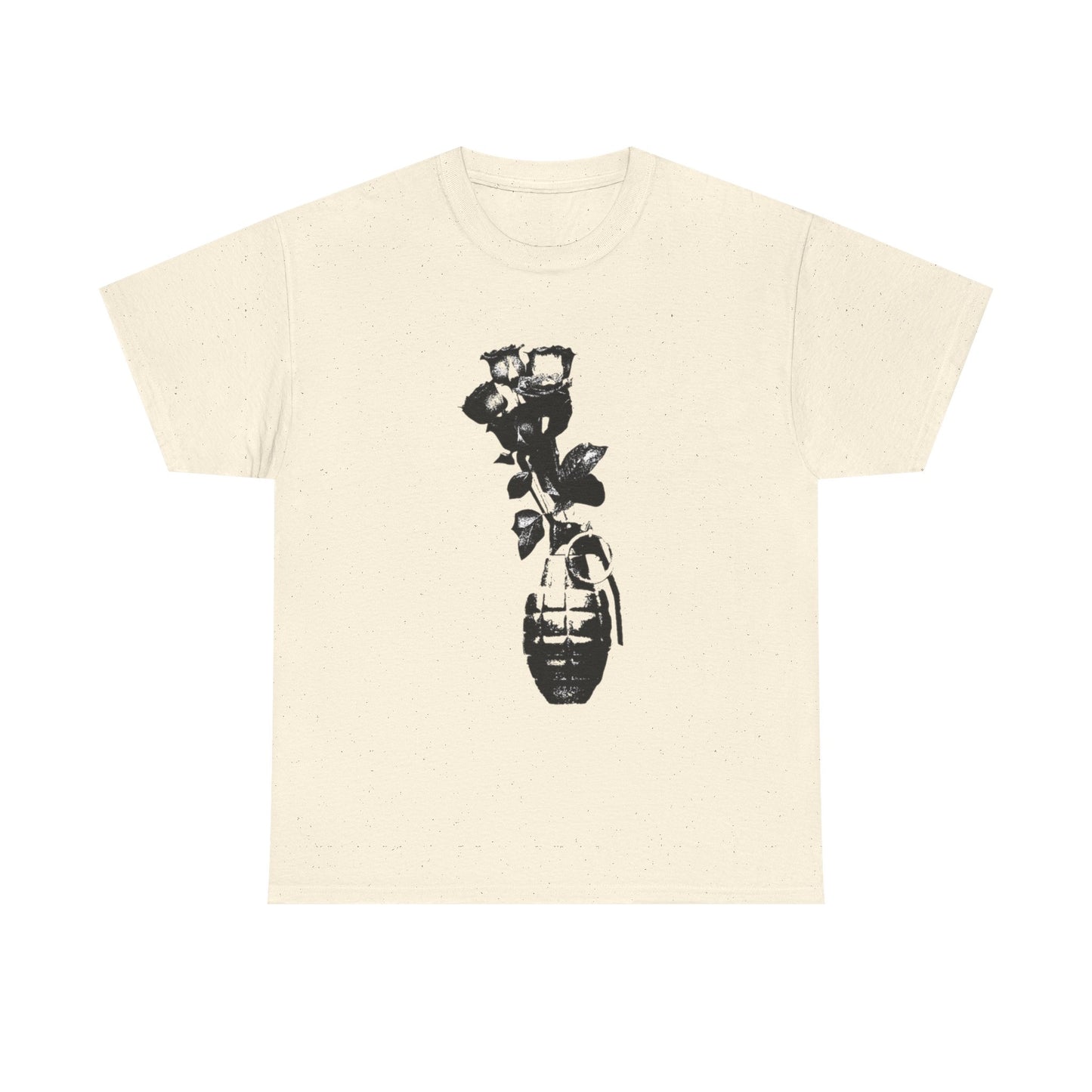 Roses In Grenade Art Painting T Shirt Graphic Unisex Heavy Cotton Tee NEW GIFT