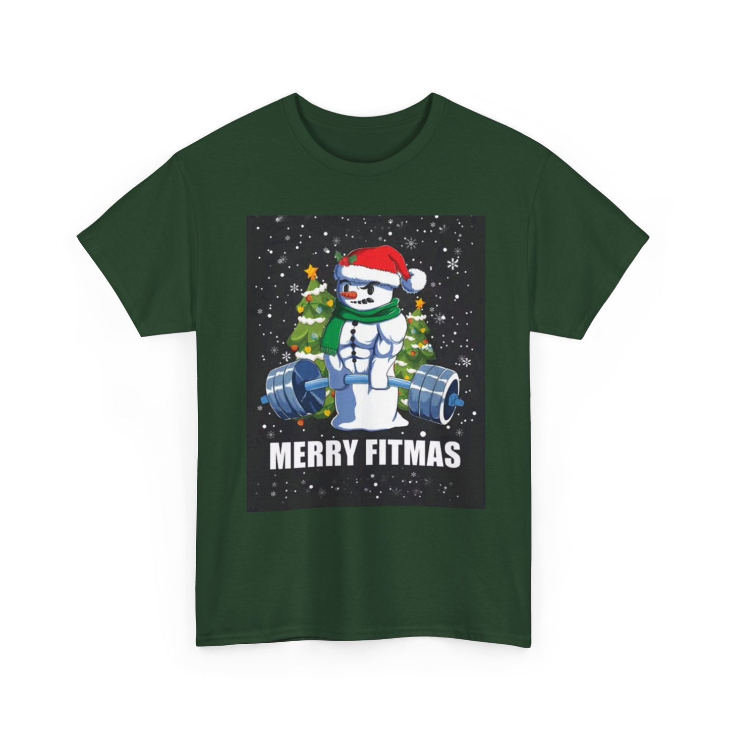 Merry Fitmas Shirt Funny Gym Snowman Christmas Gym Unisex Heavy Cotton Tee