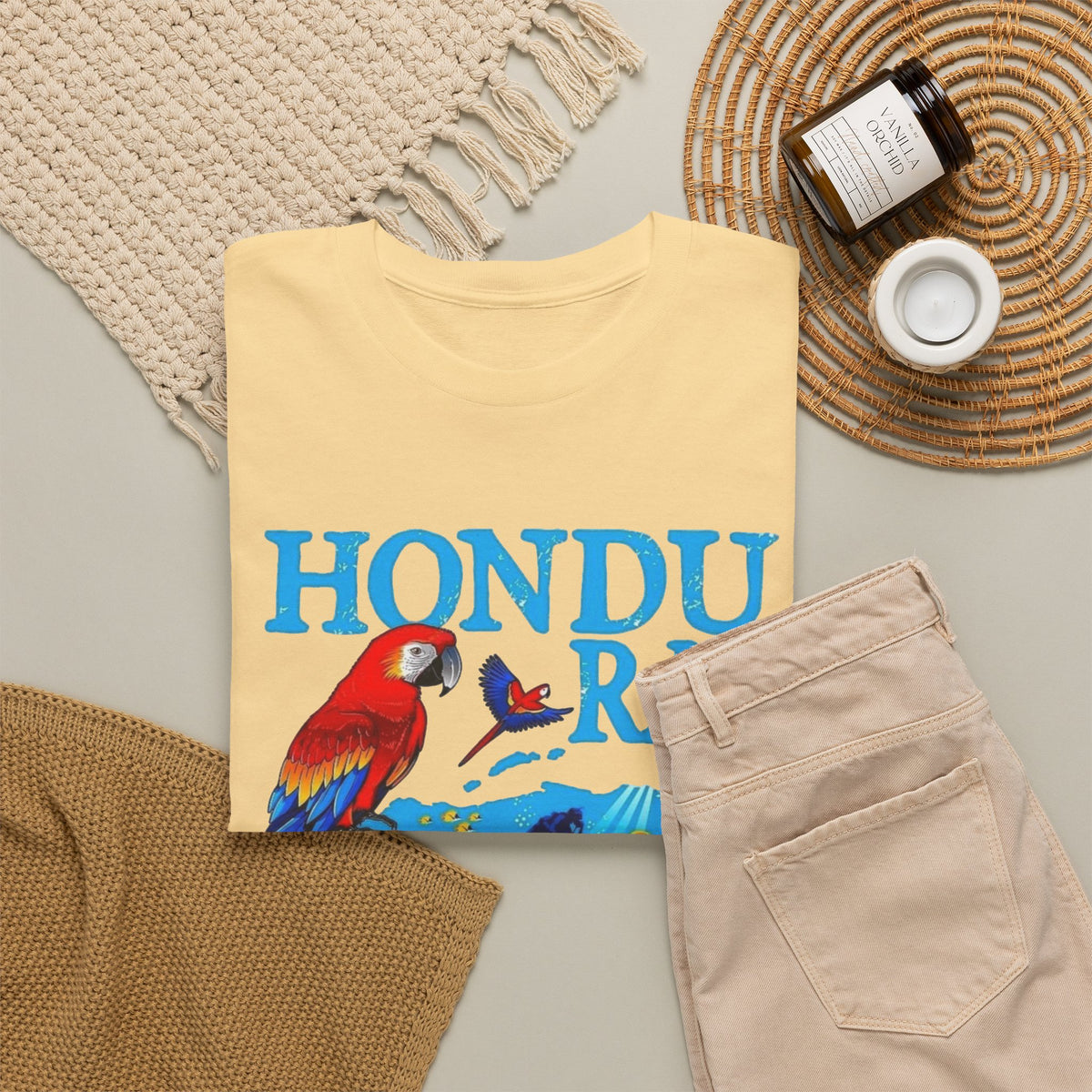 Honduras Graphic T Shirt Men's Retro Tropical Birds Heavy Cotton Tee