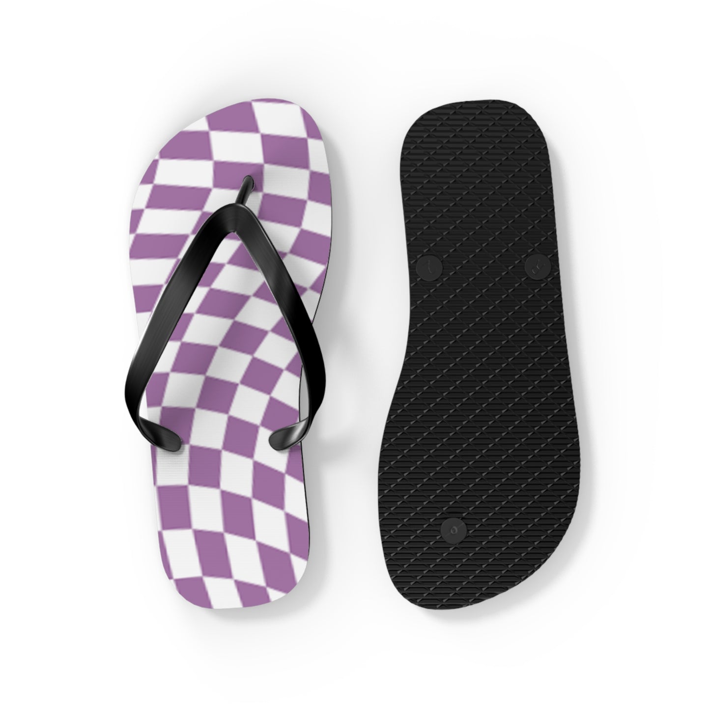 Wavy Checkered Purple Sandals, Beach Shoes, Vacation Flip Flops, Pool Slides