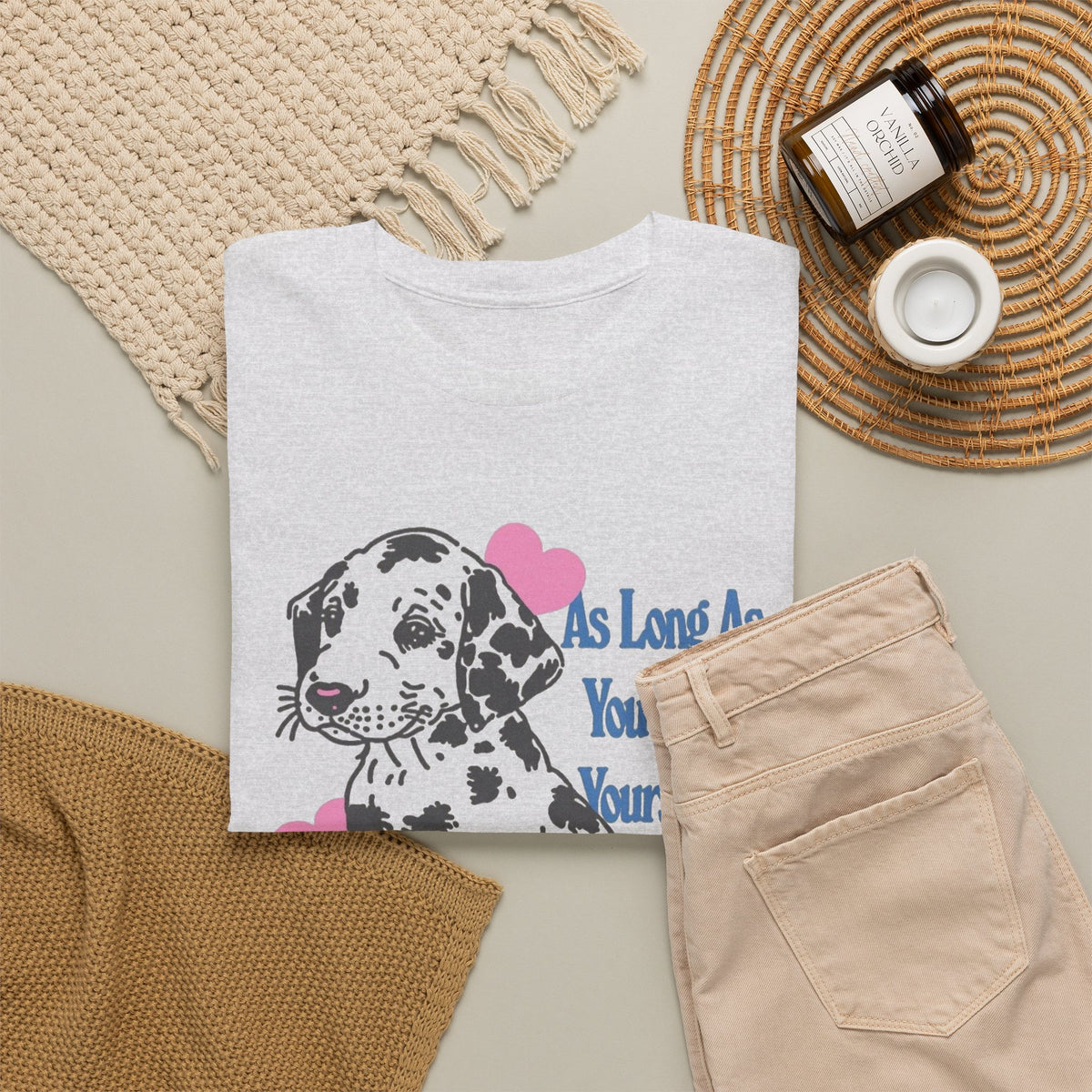 Dalmatian Puppy With Hearts T-Shirt, As Long As You Have Me Men's Graphic Tee