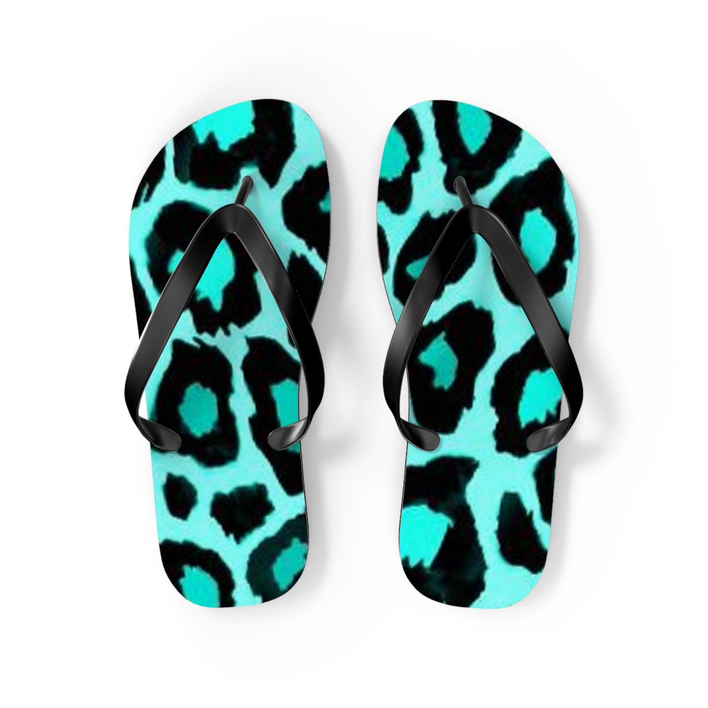 Turquoise Cheetah Beach Sandals, Slides for Summer, Flip Flops, Water Resistant