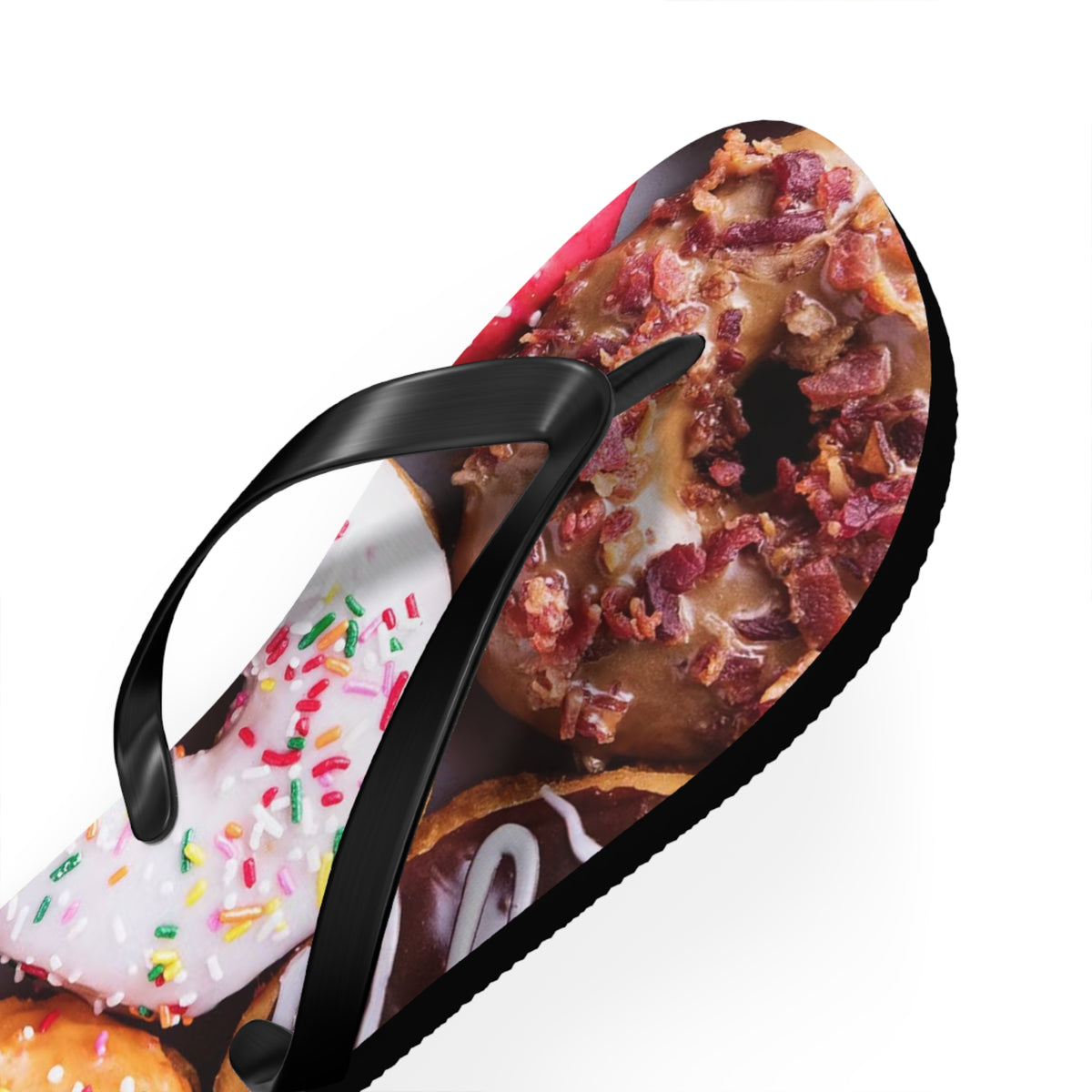 Donuts Funny Summer Sandals, Beach Shoes, Vacation Flip Flops, Pool Slides