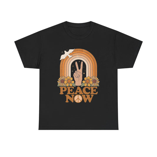 Peace Now Hippie Vibes Graphic T Shirt Unisex Heavy Cotton Tee