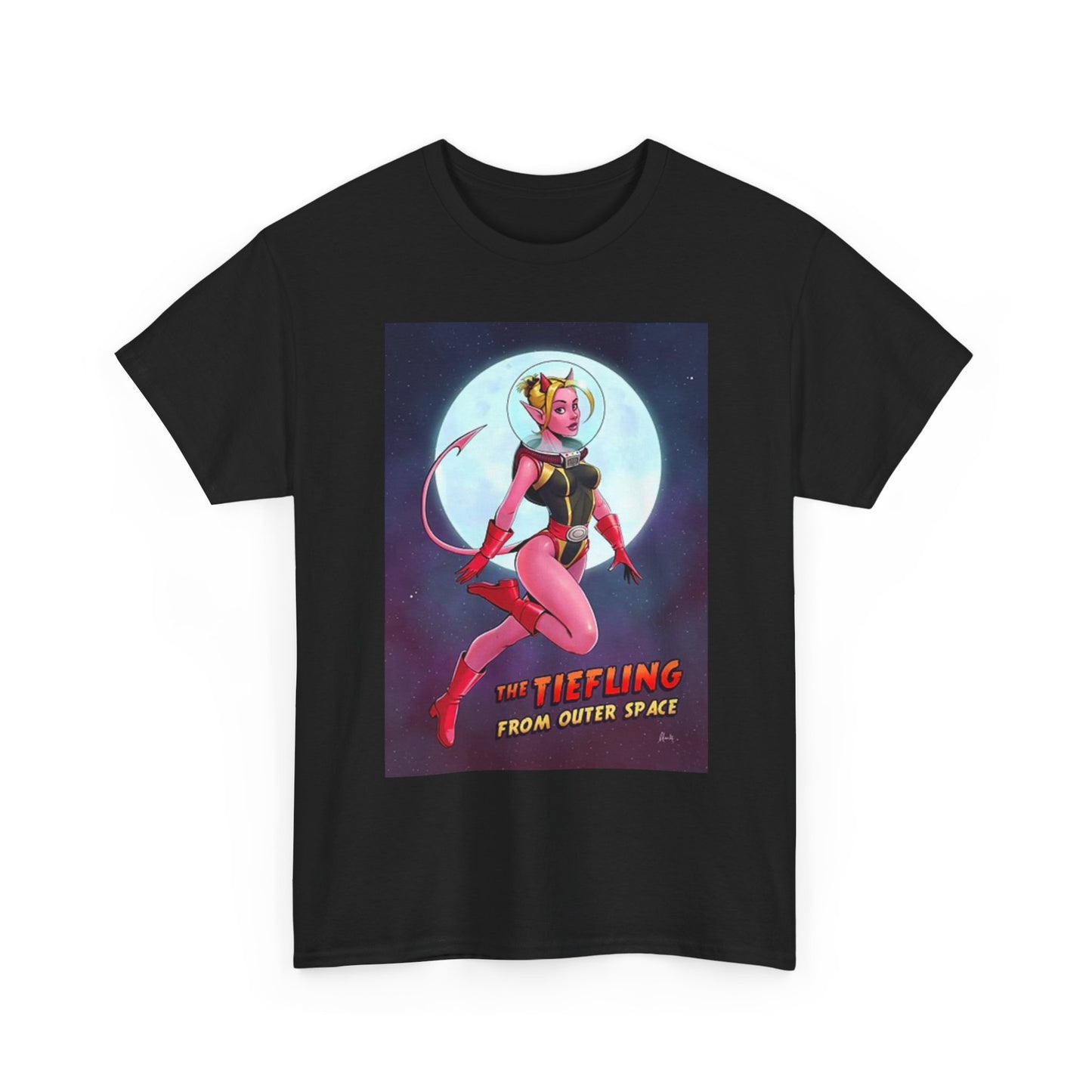 The Tiefling From Outer Space T Shirt Graphic Cartoon Unisex Heavy Cotton Tee