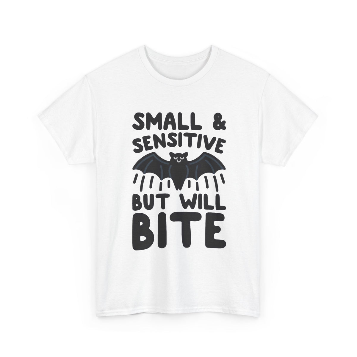 Bat Bite Funny Graphic T Shirt Men's Retro Humor Heavy Cotton Tee