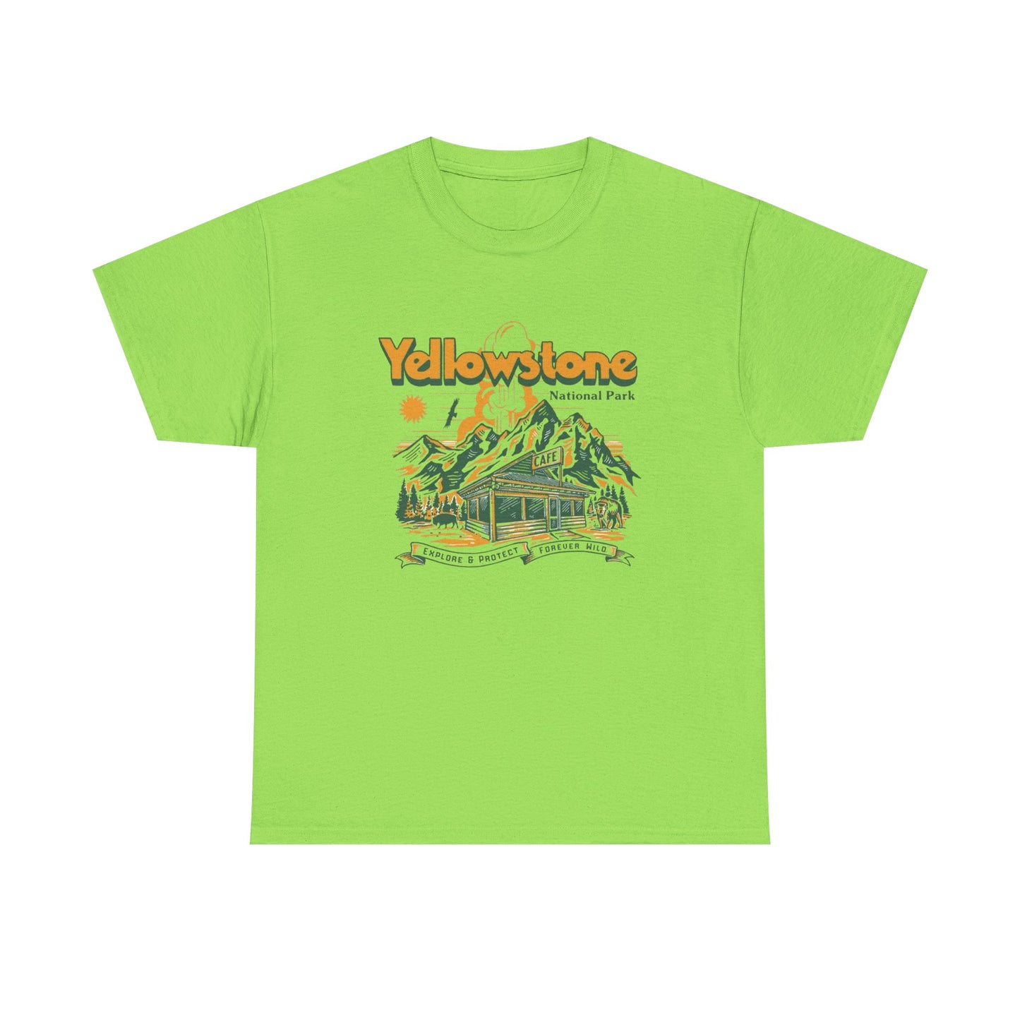 Yellowstone National Park Retro Graphic T Shirt Unisex Heavy Cotton Tee