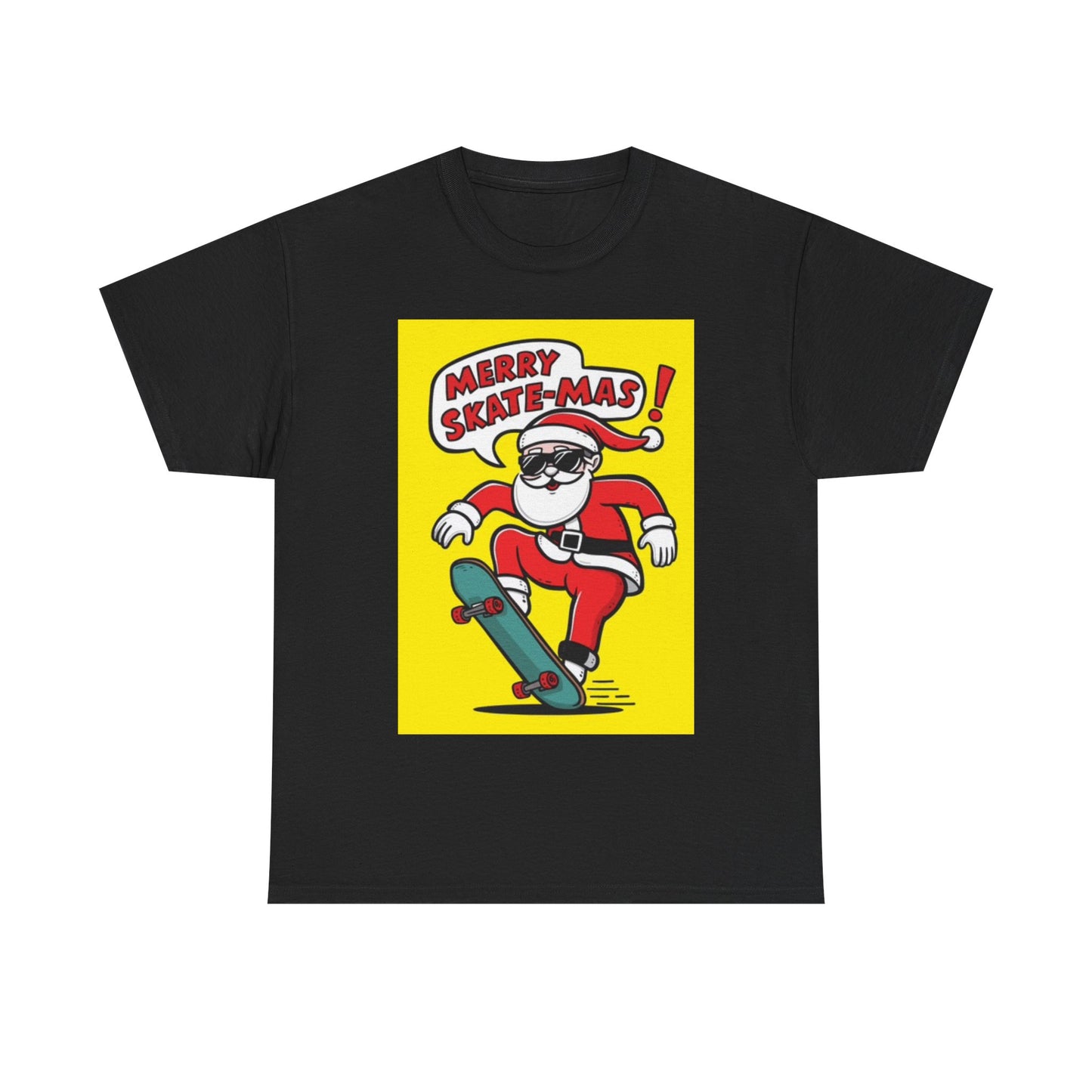 Merry Christmas Shirt Santa Skateboarding Graphic Unisex Heavy Cotton Tee