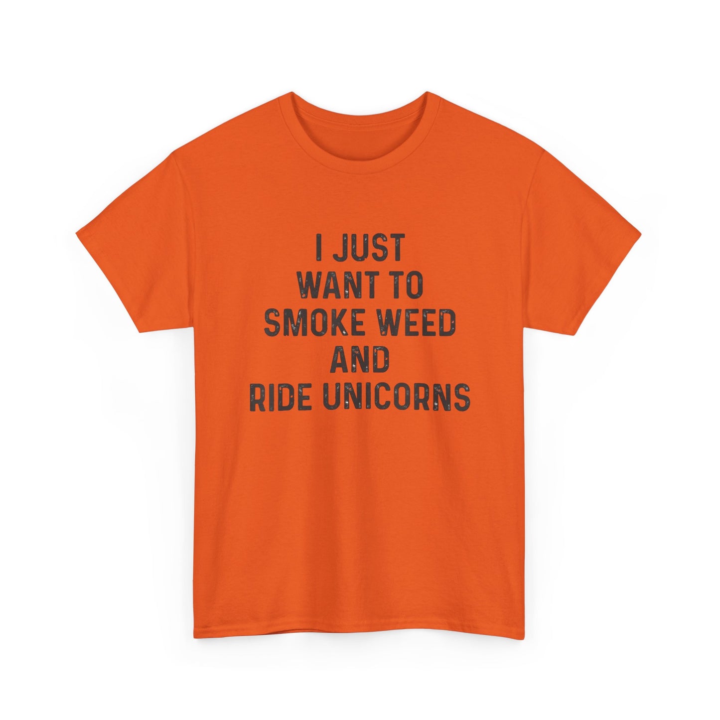 Smoke Weed And Ride Unicorns Funny T-Shirt Unisex Heavy Cotton Tee Gift New