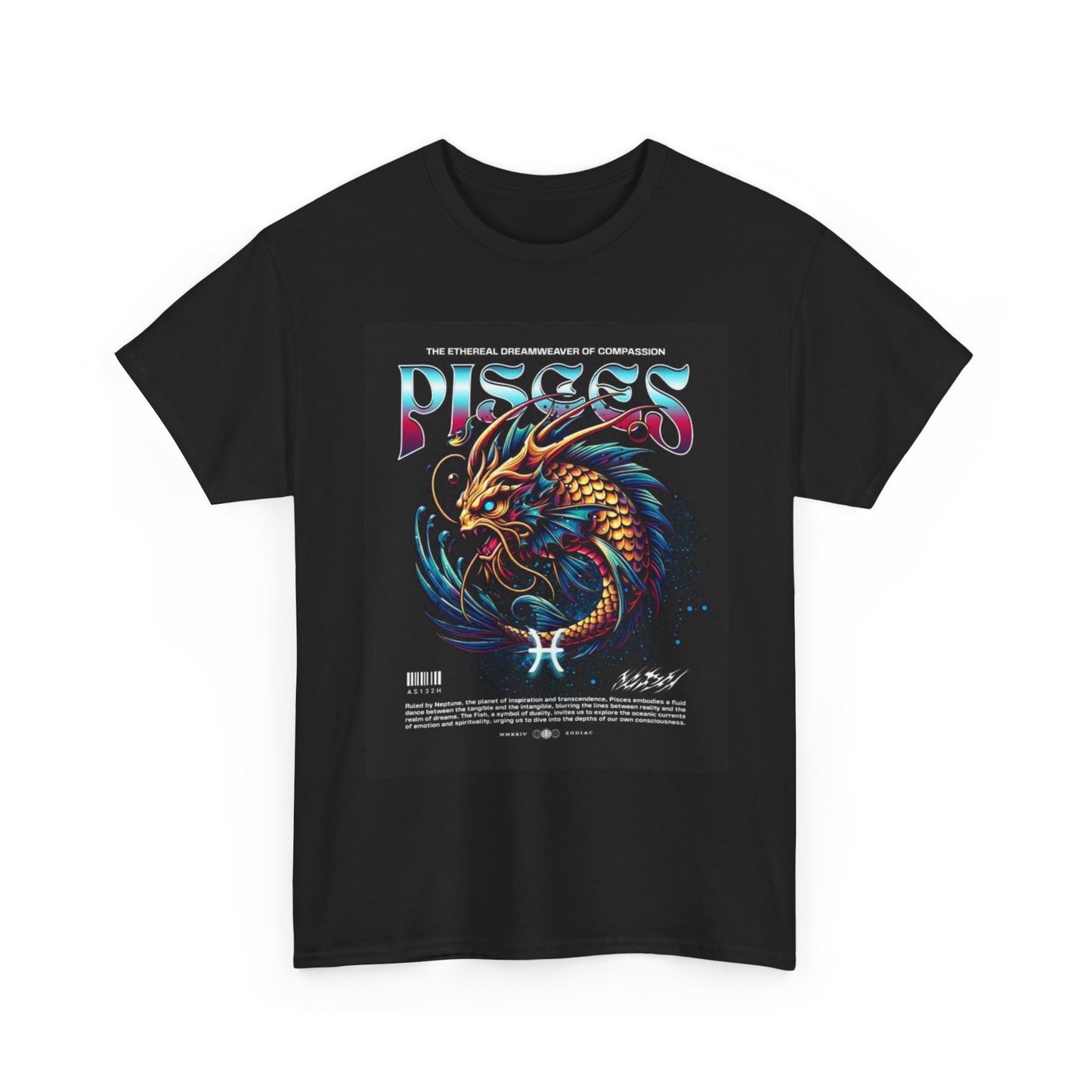 Pisces Zodiac Astrology Sign Graphic T Shirt Unisex Heavy Cotton Tee