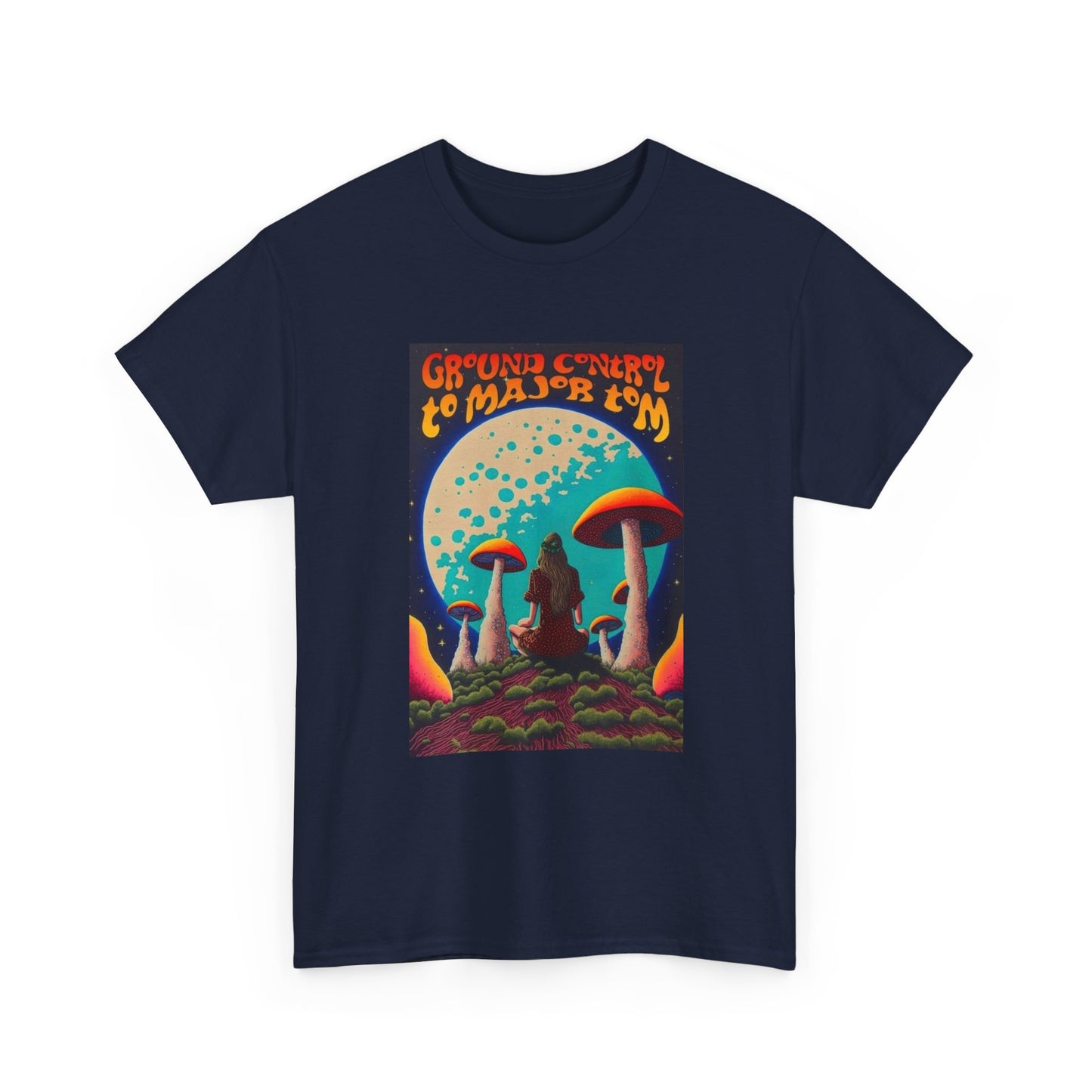 Trippy Mushroom Hunter Tshirt Mystical Vibe Unisex Ground Control To Major Tom