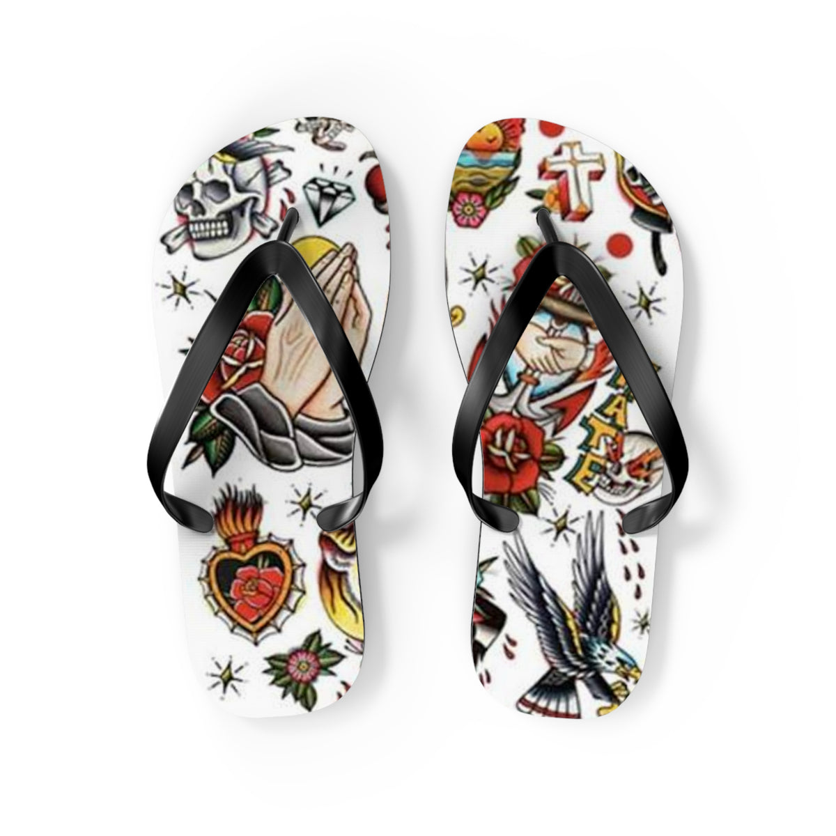 Sailor Jerry Navy Tattoos Sandals, Beach Shoes, Vacation Flip Flops, Pool Slides