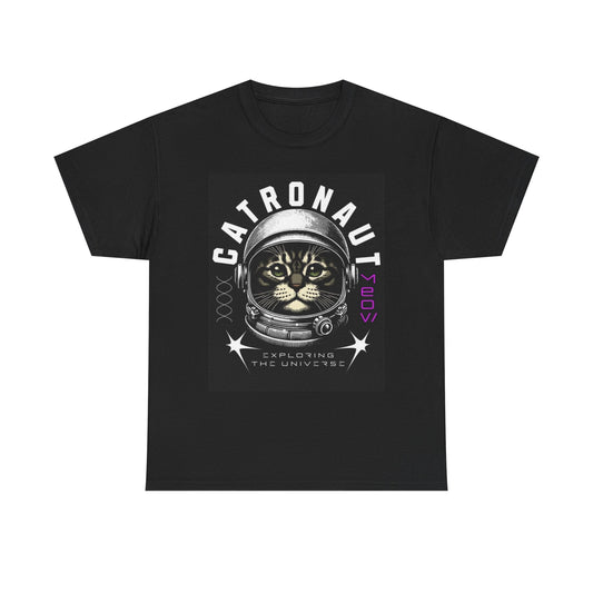 Cat Astronaut Graphic T Shirt Funny Unisex Heavy Cotton Tee