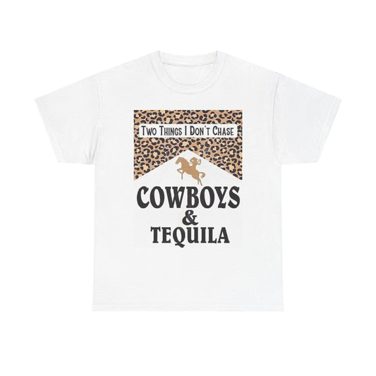 Cowboys And Tequila Cheetah Graphic T Shirt Womens Brand New Cotton Tee