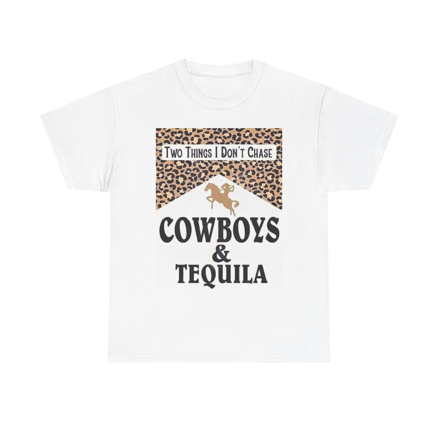 Cowboys And Tequila Cheetah Graphic T Shirt Womens Brand New Cotton Tee