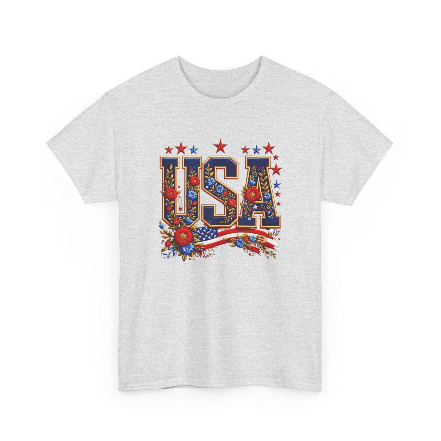 United States Floral Graphic T Shirt Unisex NEW Heavy Cotton Tee