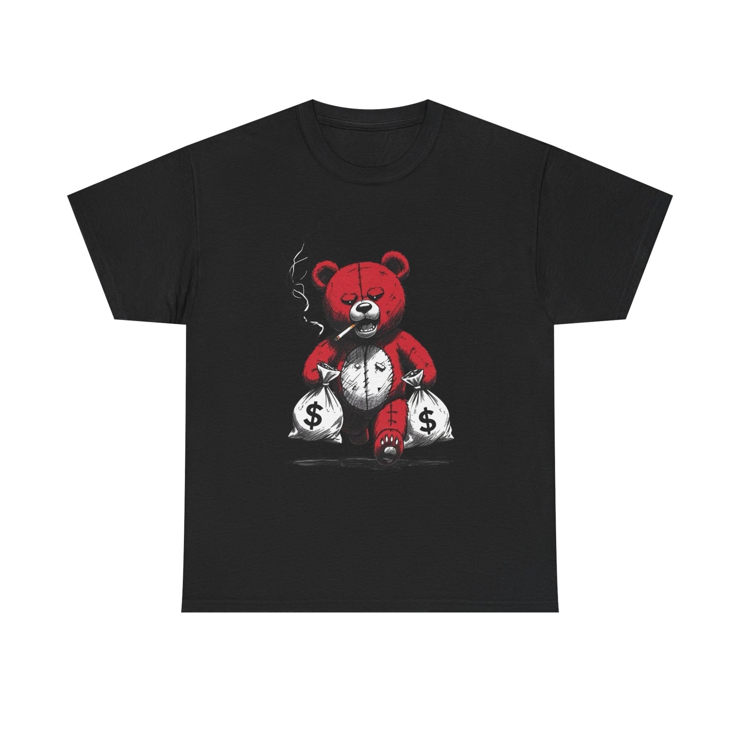 Teddy Bear Money Bags Graphic T Shirt NEW Unisex Heavy Cotton Tee