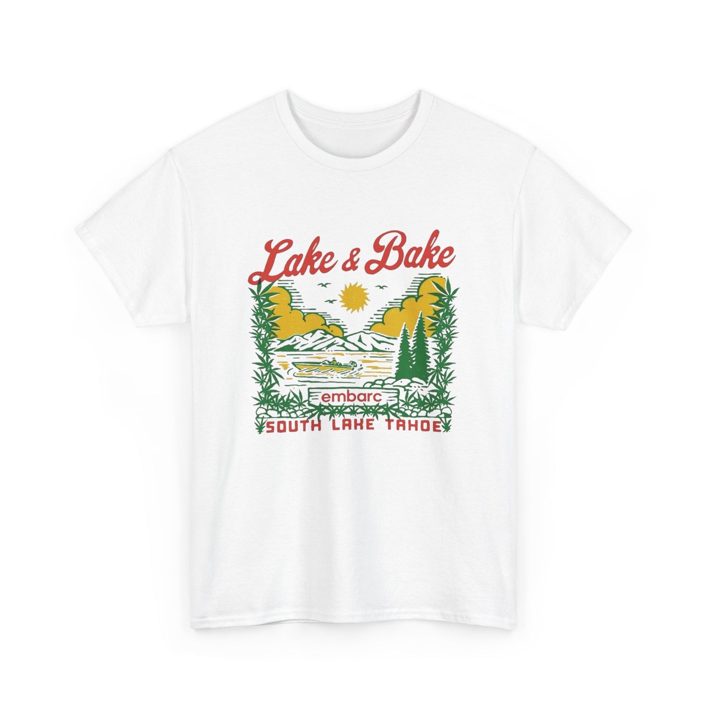 Lake And Bake Tahoe Funny Graphic T Shirt Unisex Heavy Cotton Tee
