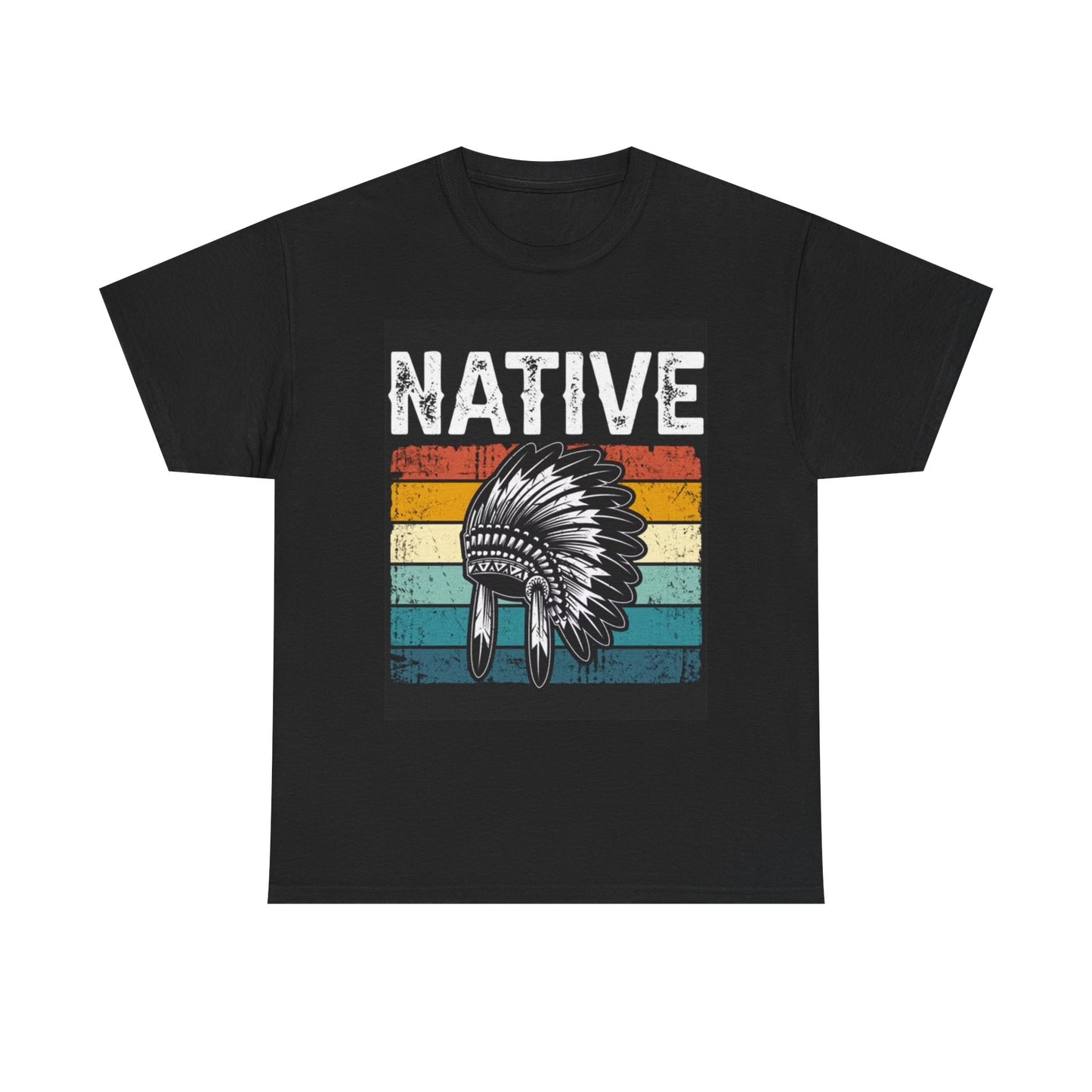 Native American Chief Headdress Colorful Indian Tshirt New Unisex Heavy Cotton