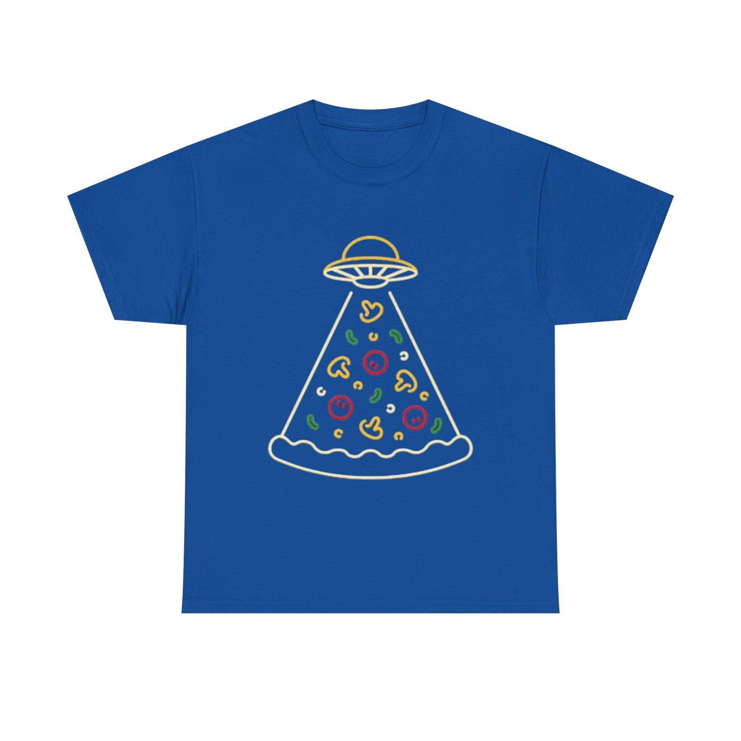 Space Pizza Shirt Funny Aliens One Bite Pizza Graphic Unisex Heavy Cotton Tee