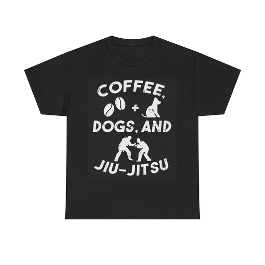 Coffee Dogs Jiu Jitsu Tshirt UFC Dog lover Coffee Addict Gym Unisex Heavy Cotton