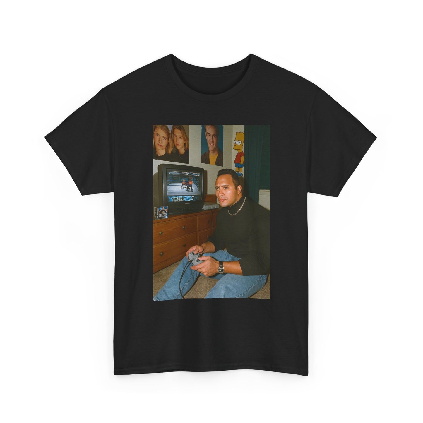 The Rock Graphic T Shirt Funny Vintage Wrestling Game Unisex Heavy Cotton Tee