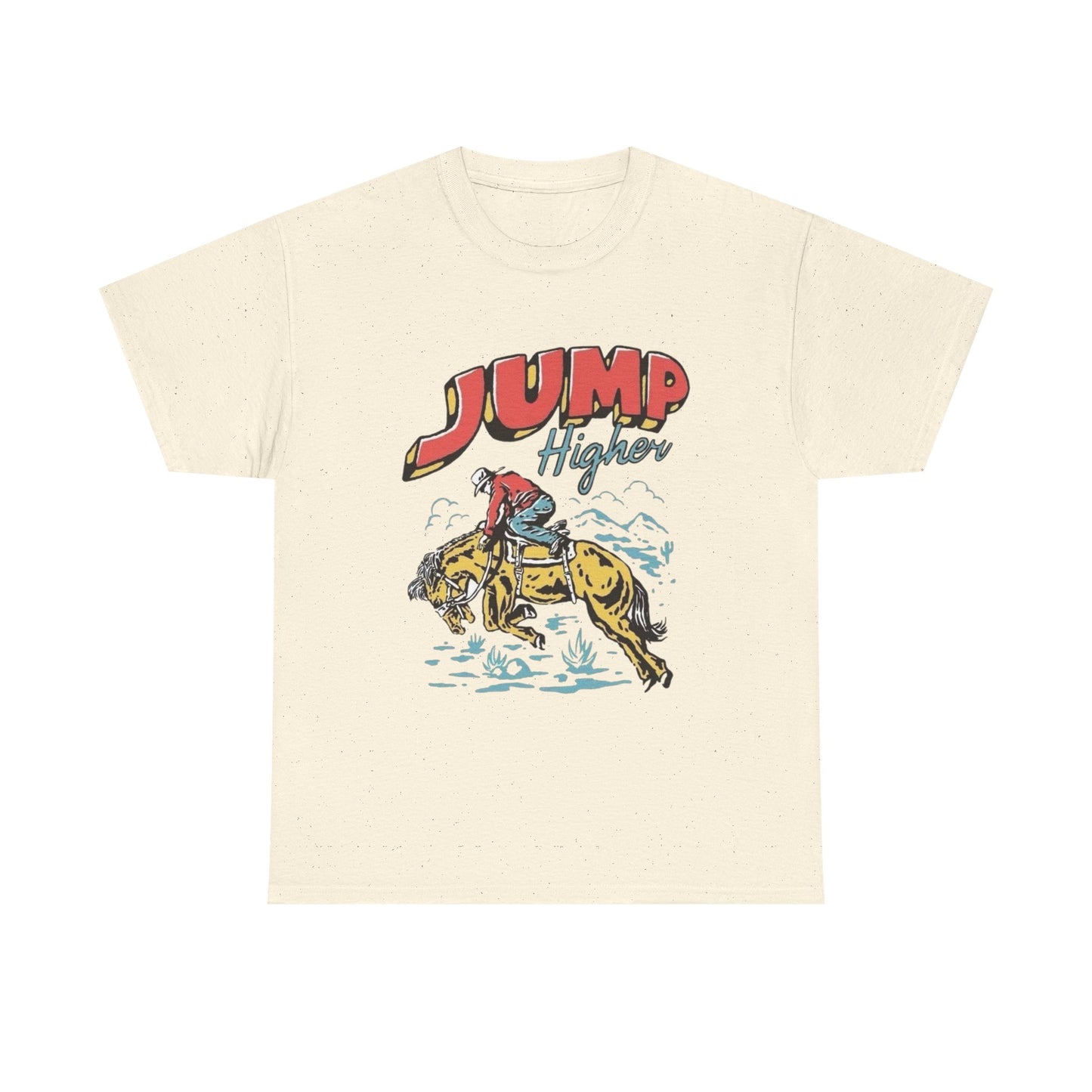 Jump Higher Cowboy Graphic T Shirt Unisex Heavy Cotton Tee New Gift