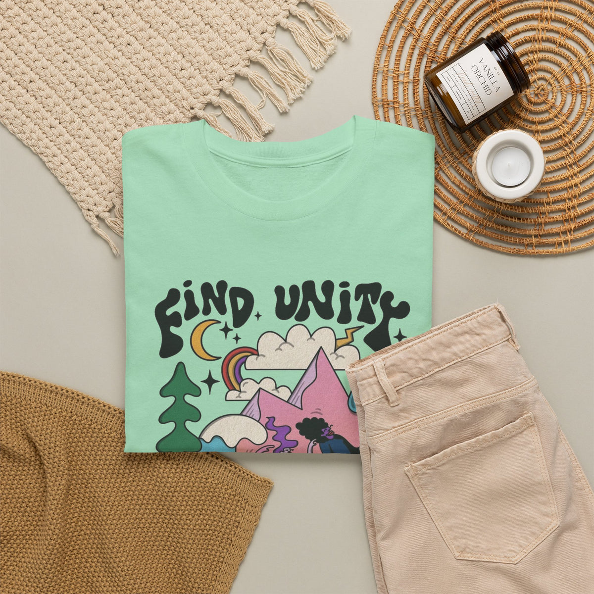 Find Unity In Community Graphic T Shirt Men's Heavy Cotton Tee