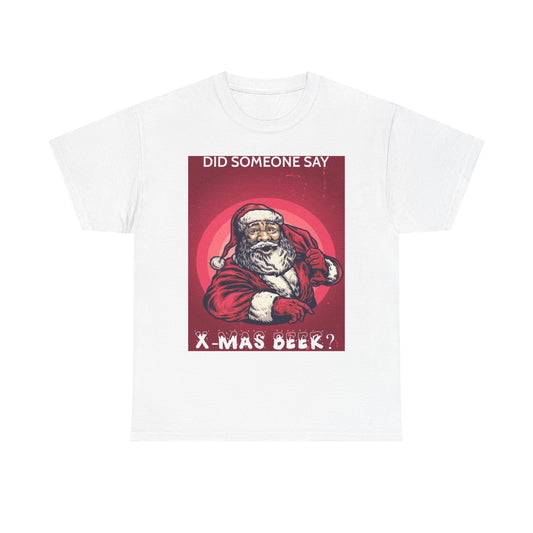 Xmas Beers T Shirt Funny Santa Graphic Christmas Unisex Heavy Cotton Tee