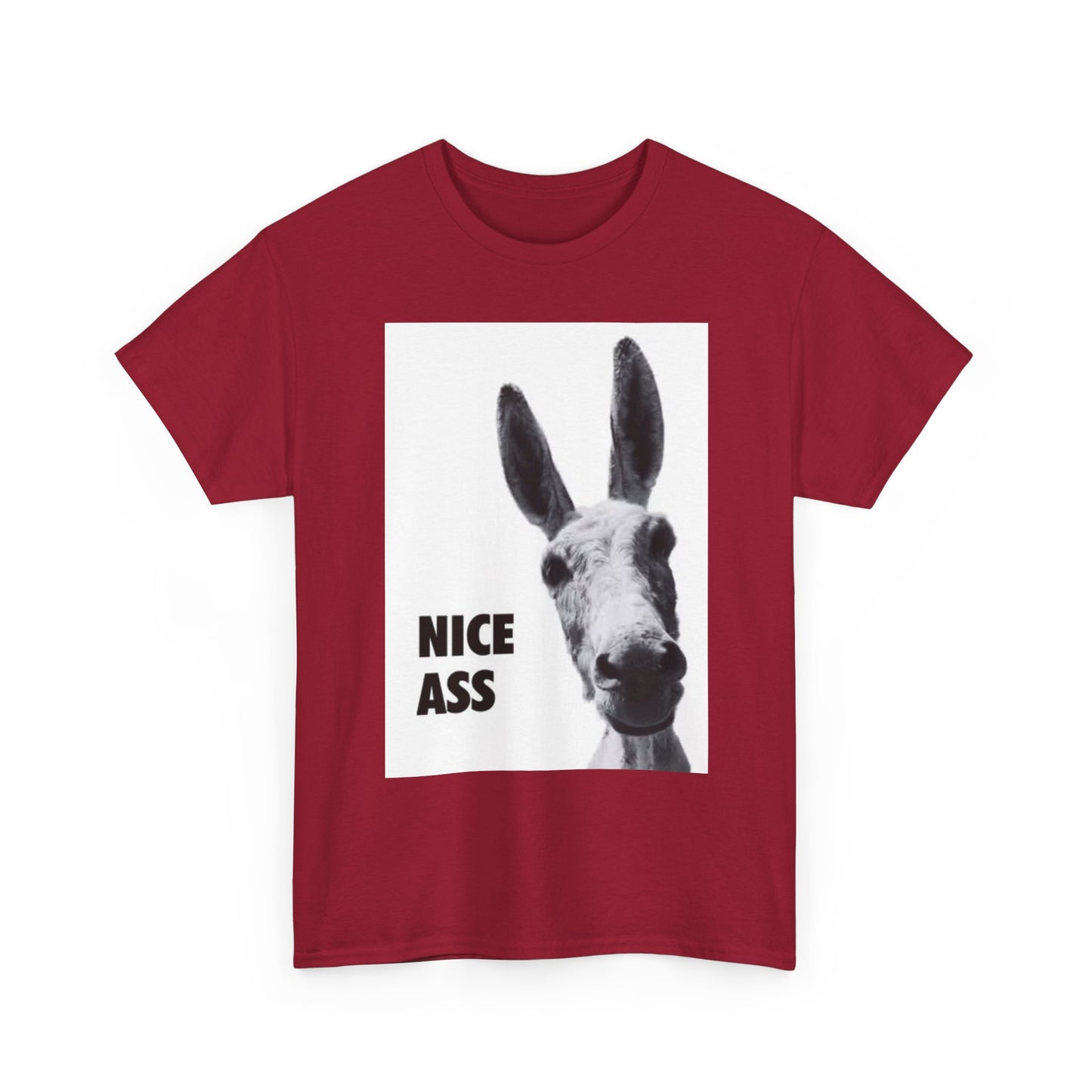 Nice Ass T Shirt Funny Donkey Animal Jokes Comedy Gift Unisex Heavy Cotton Tee