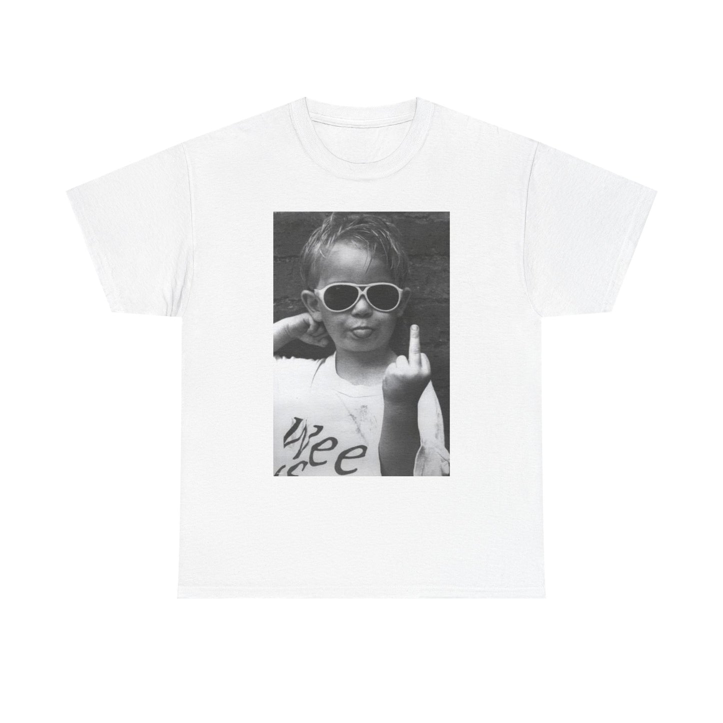 Middle Finger Funny Kid Graphic T Shirt Jokes Unisex Heavy Cotton Tee