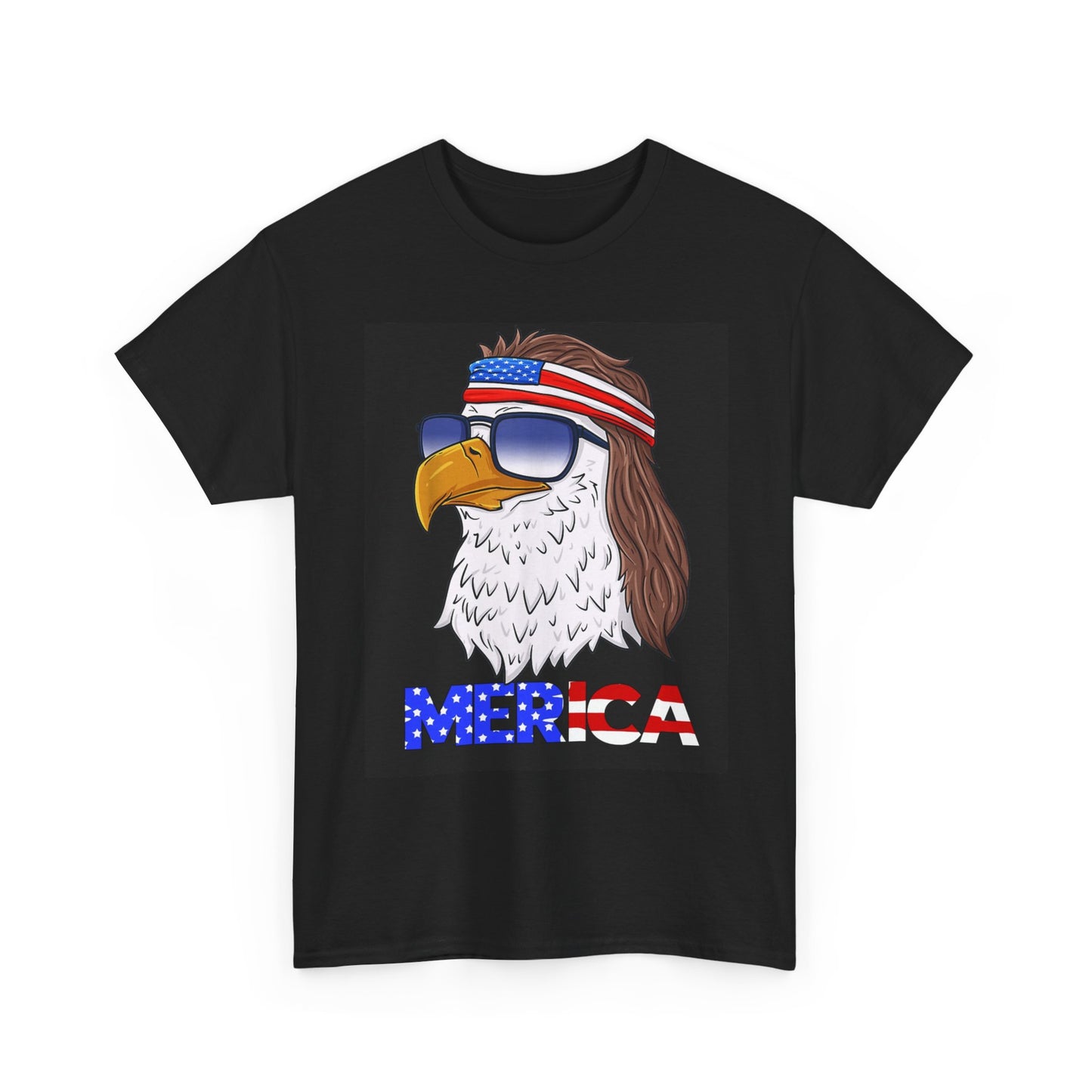 MERICA Graphic T Shirt Bald Eagle Mullet Funny Unisex Heavy Cotton Tee