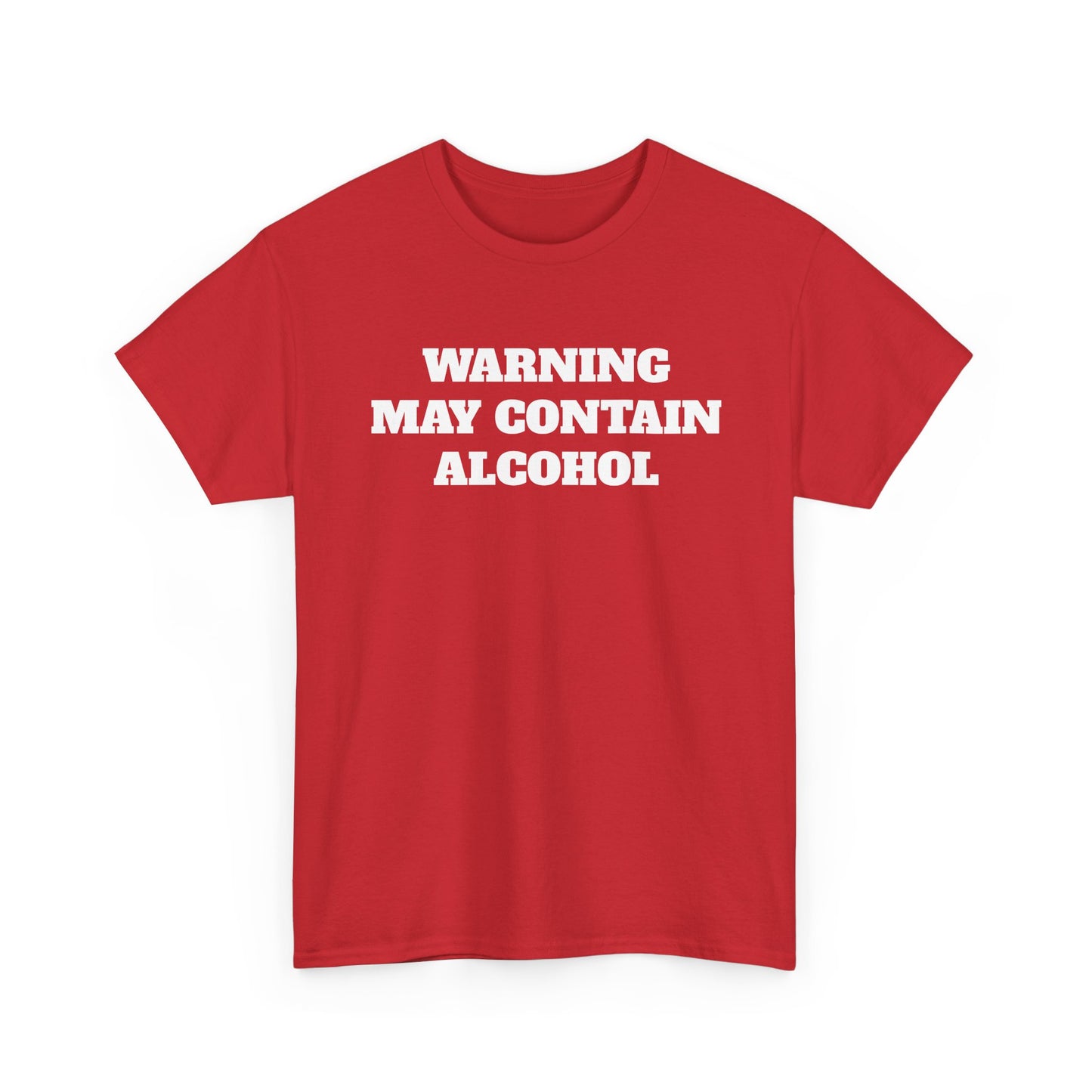 Funny May Contain Alcohol T-shirt comedy graphic party gift Unisex Heavy Cotton