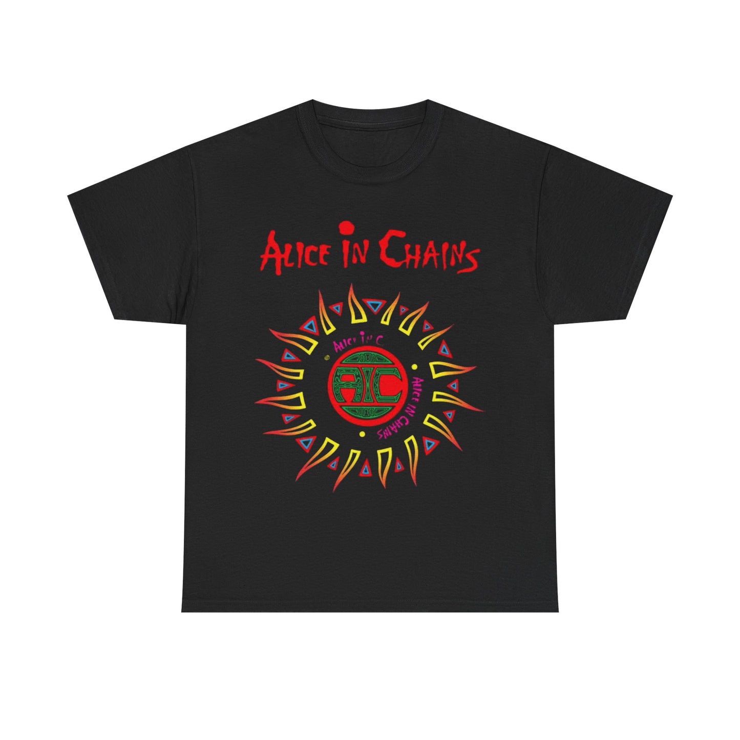 Alice In Chains Tshirt Band rock vintage neon Unisex Heavy Cotton Tee 90s grunge